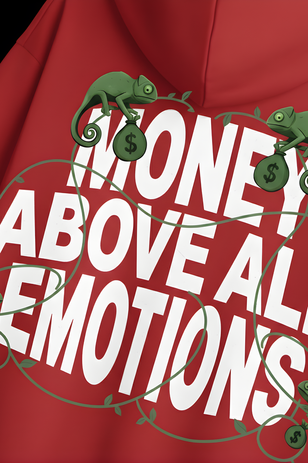 MONEY ABOVE ALL Regular Unisex Hoodie  - RED