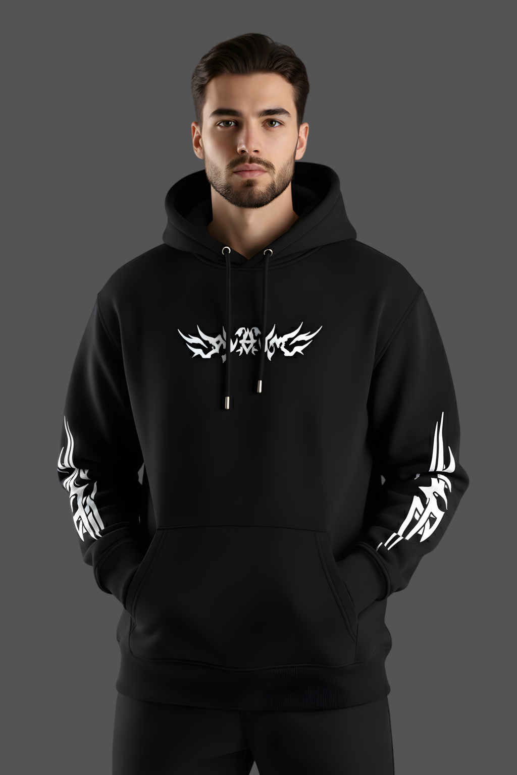 Shadow Wings Premium Oversized Hoodie  - Black