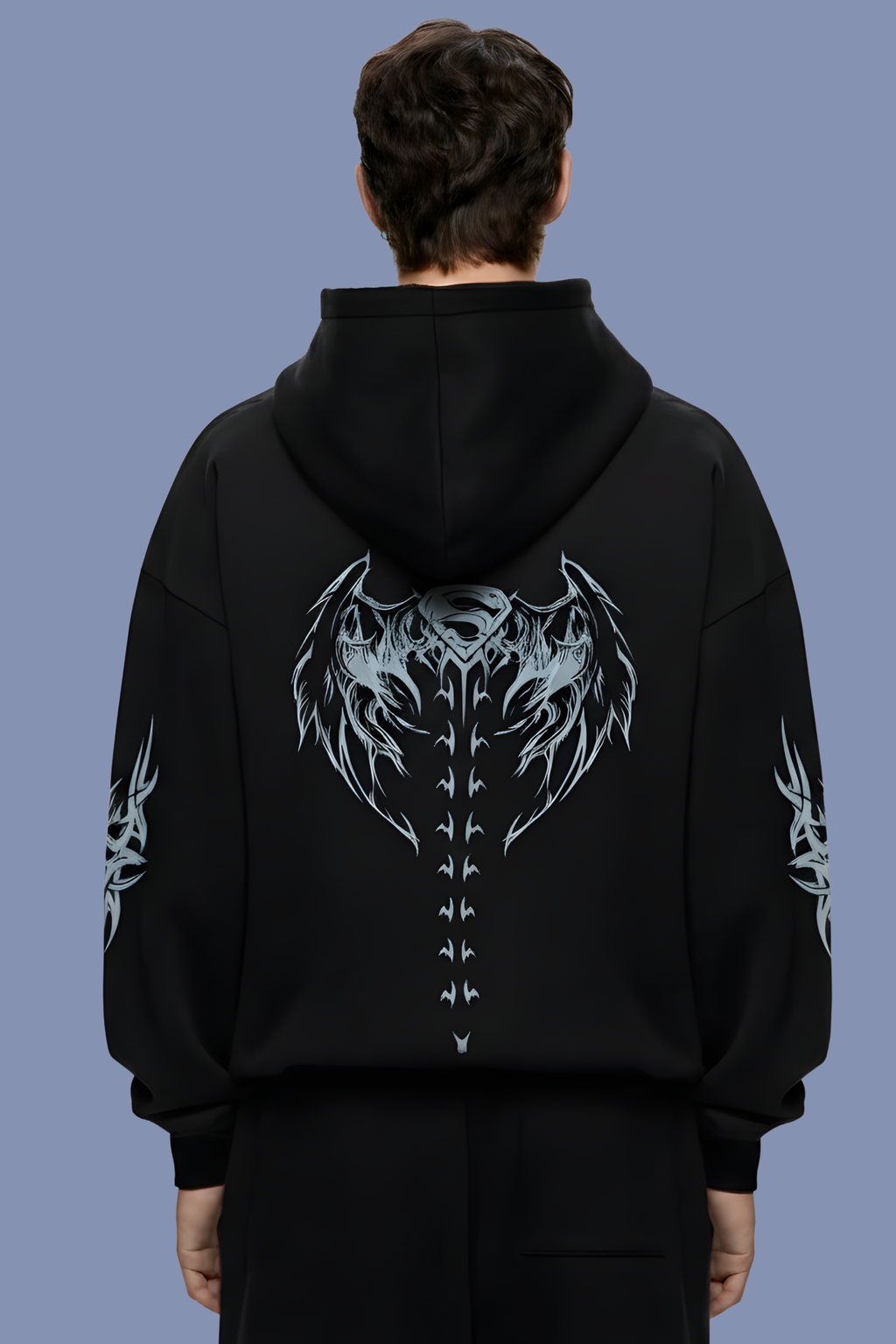 Shadow Wings Premium Oversized Hoodie  - Black