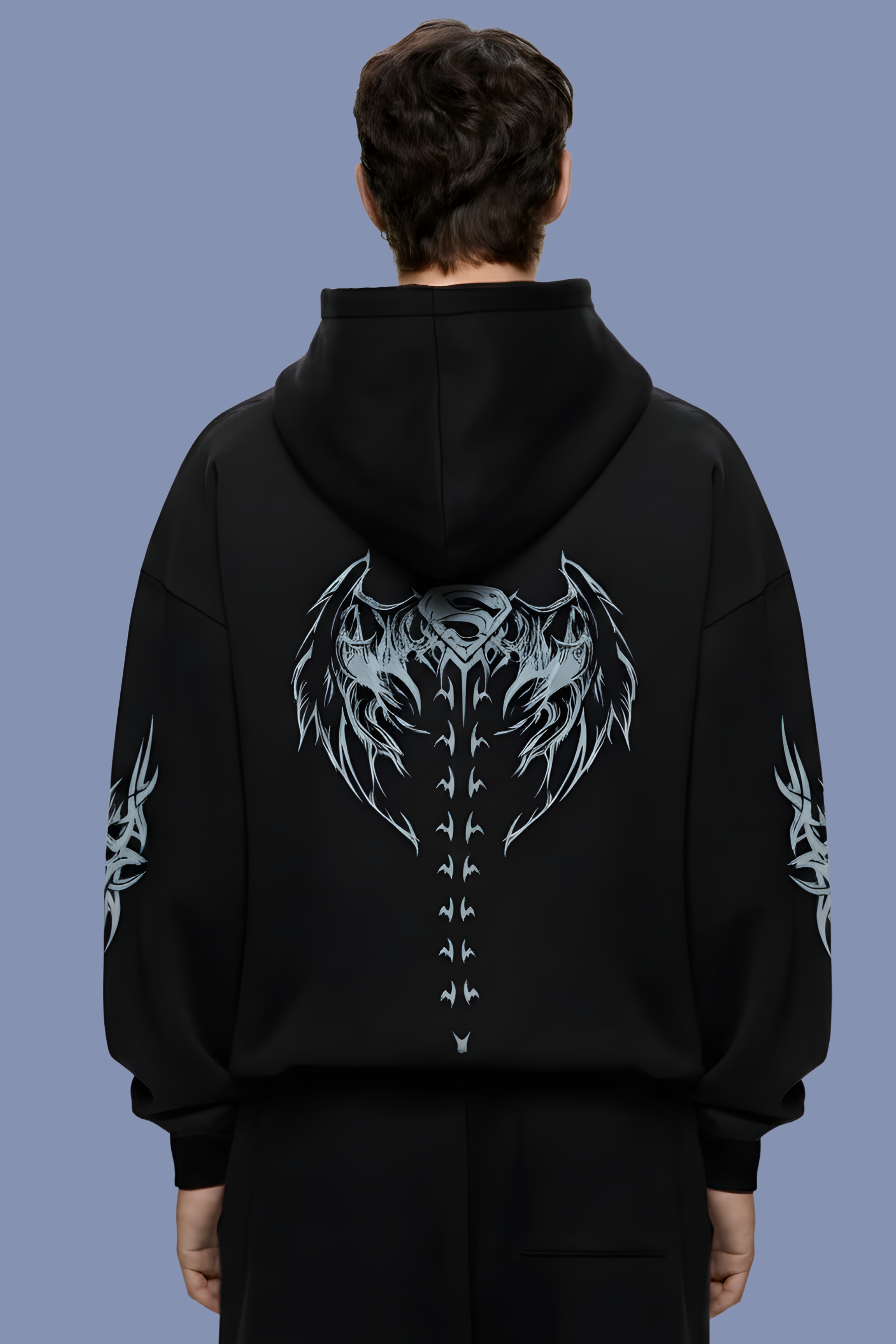 Shadow Wings Premium Oversized Hoodie  - Black