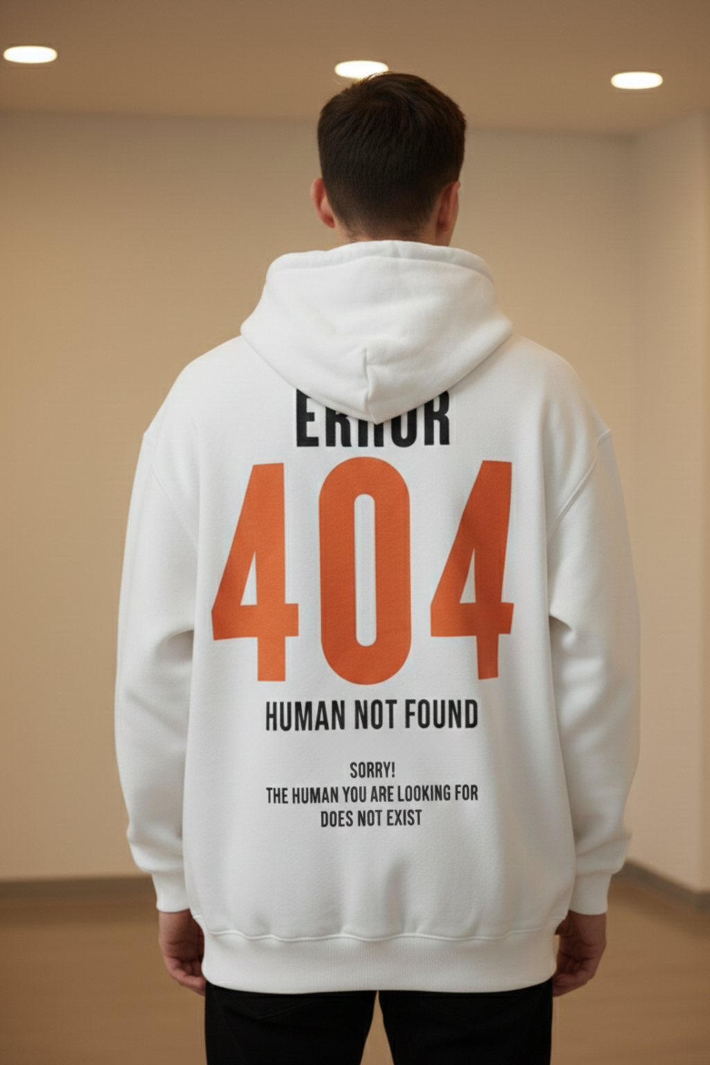 404 Error Premium Oversized Hoodie  - White