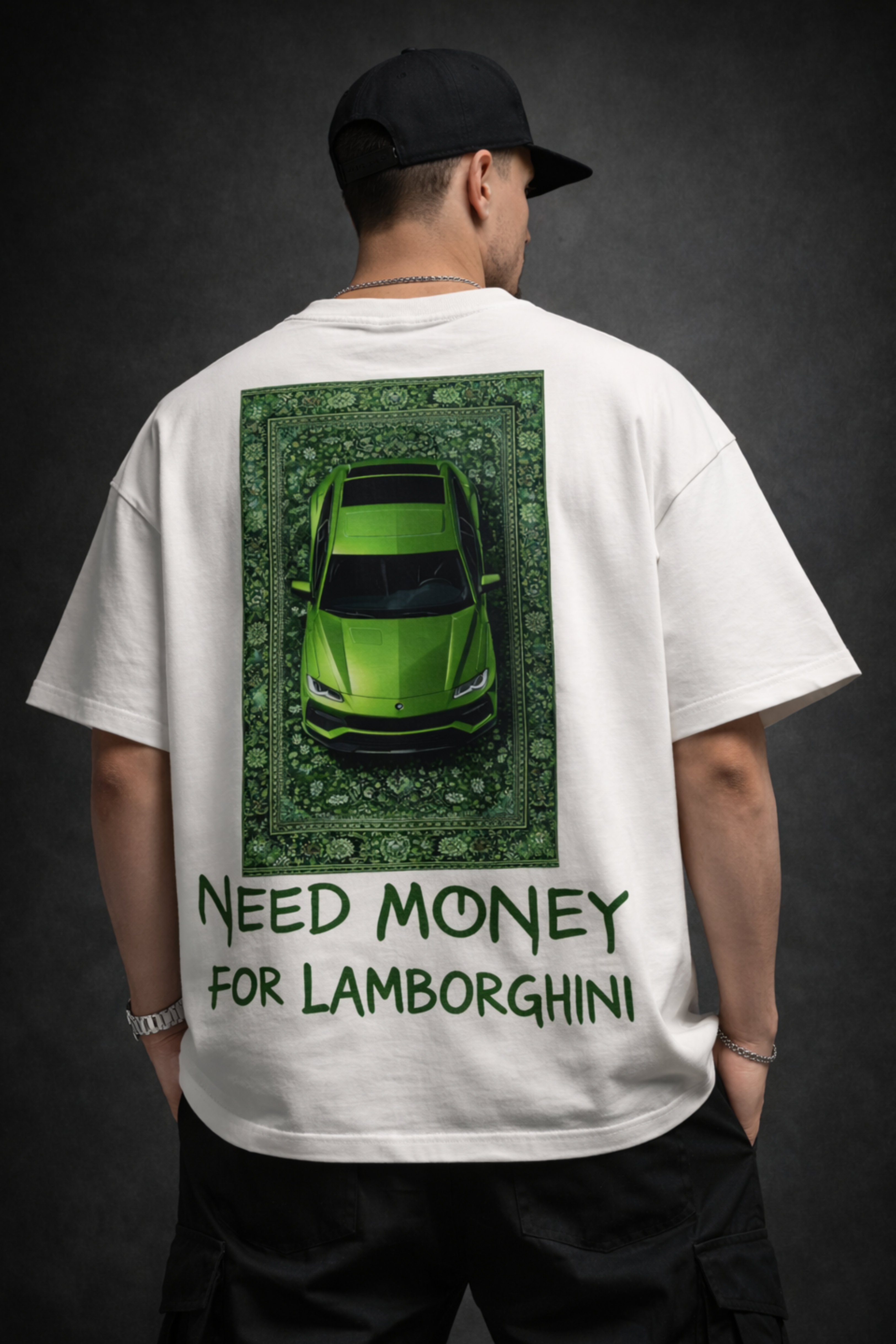 Lambo Hustle Oversized Tee - White