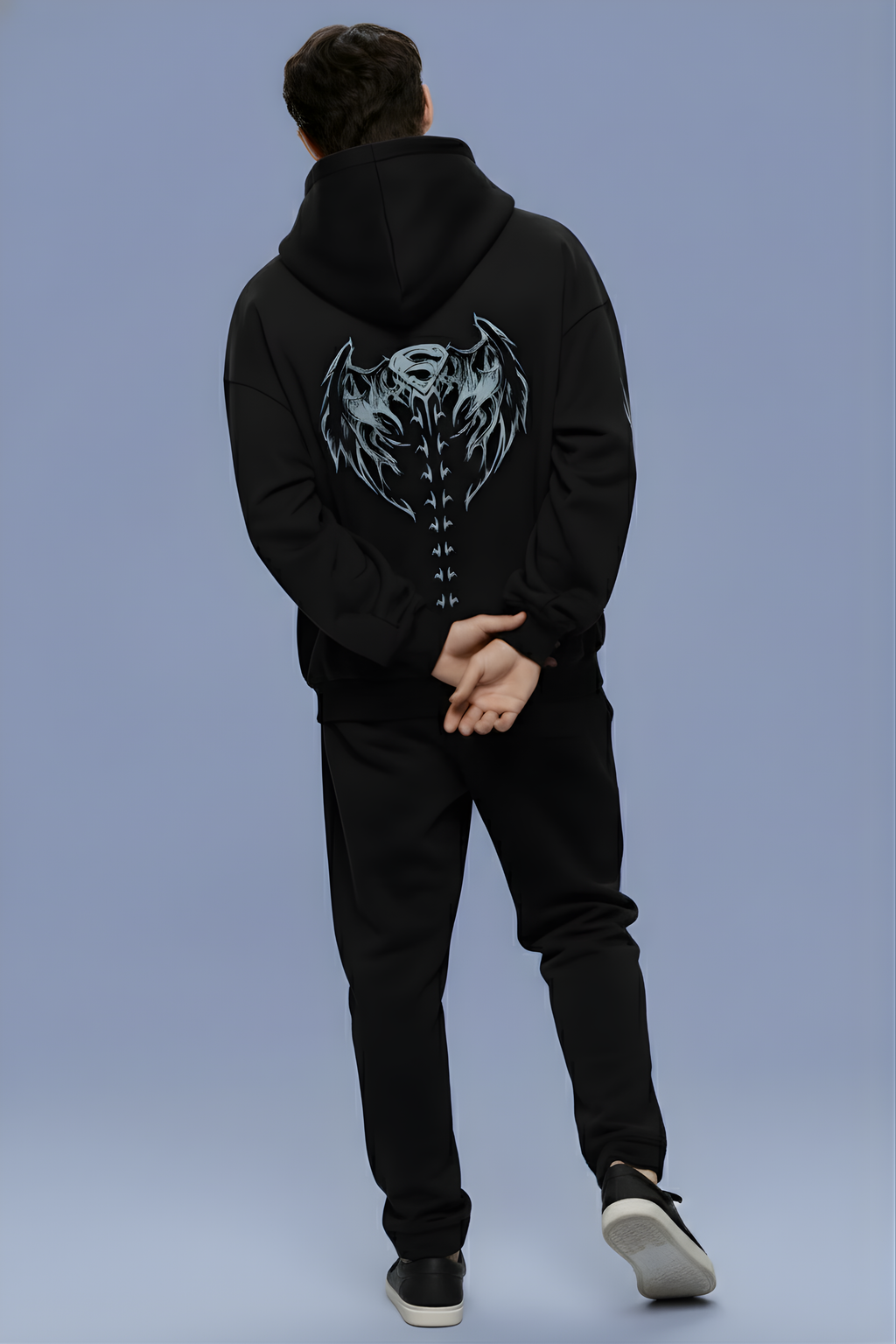 Shadow Wings Premium Oversized Hoodie  - Black