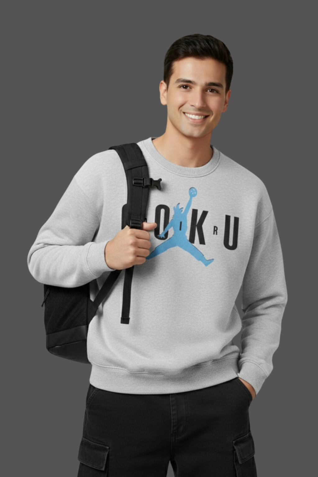 Goku Air Premium Cotton Fleece Sweatshirt - Grey