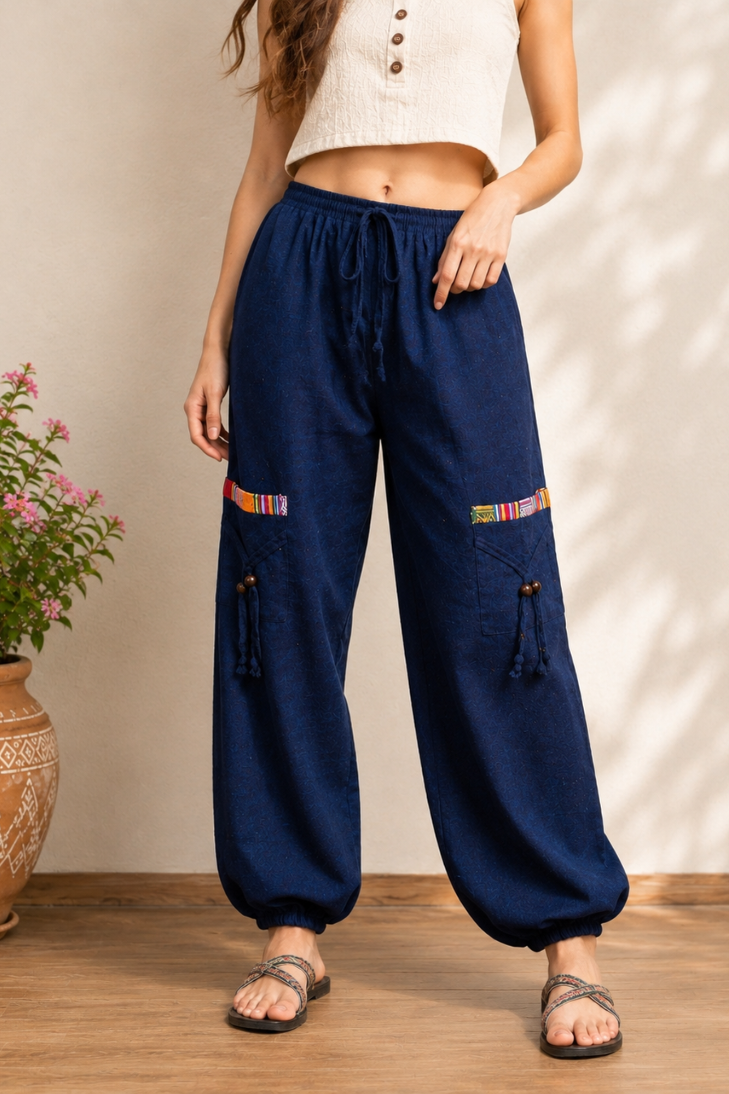 Ethnic Cotton Pajama - Blue-Unisex