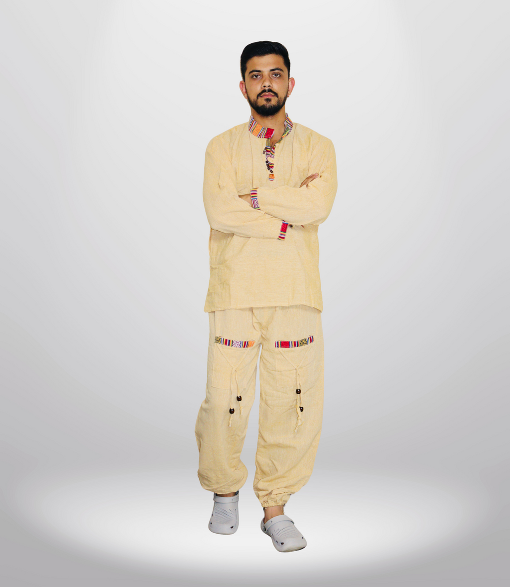 Cotton Kurta - Pajama - Yellow