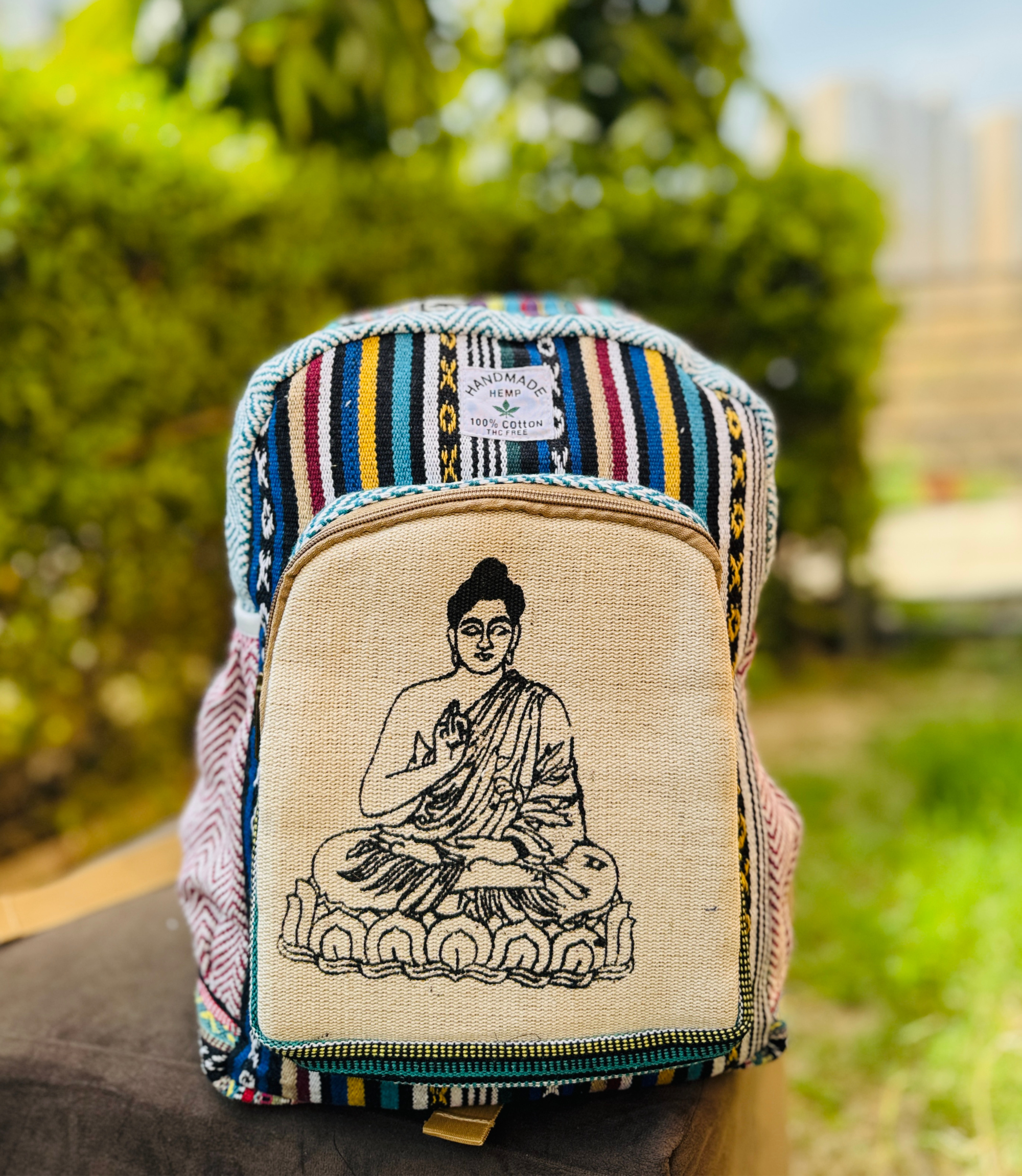 Buddha Hemp Bagpack - B-W