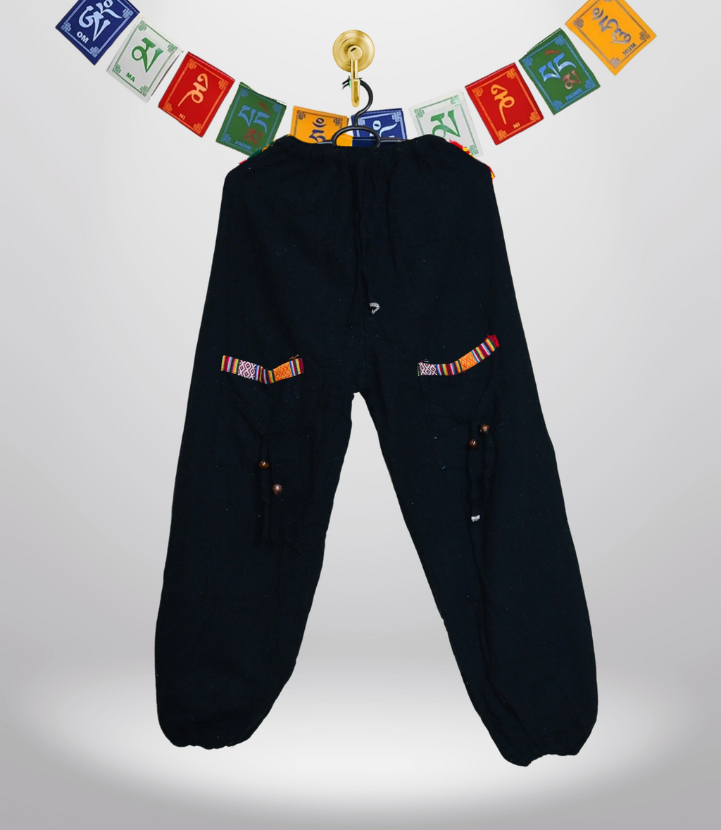 Ethnic Cotton Pajama - Black-Unisex