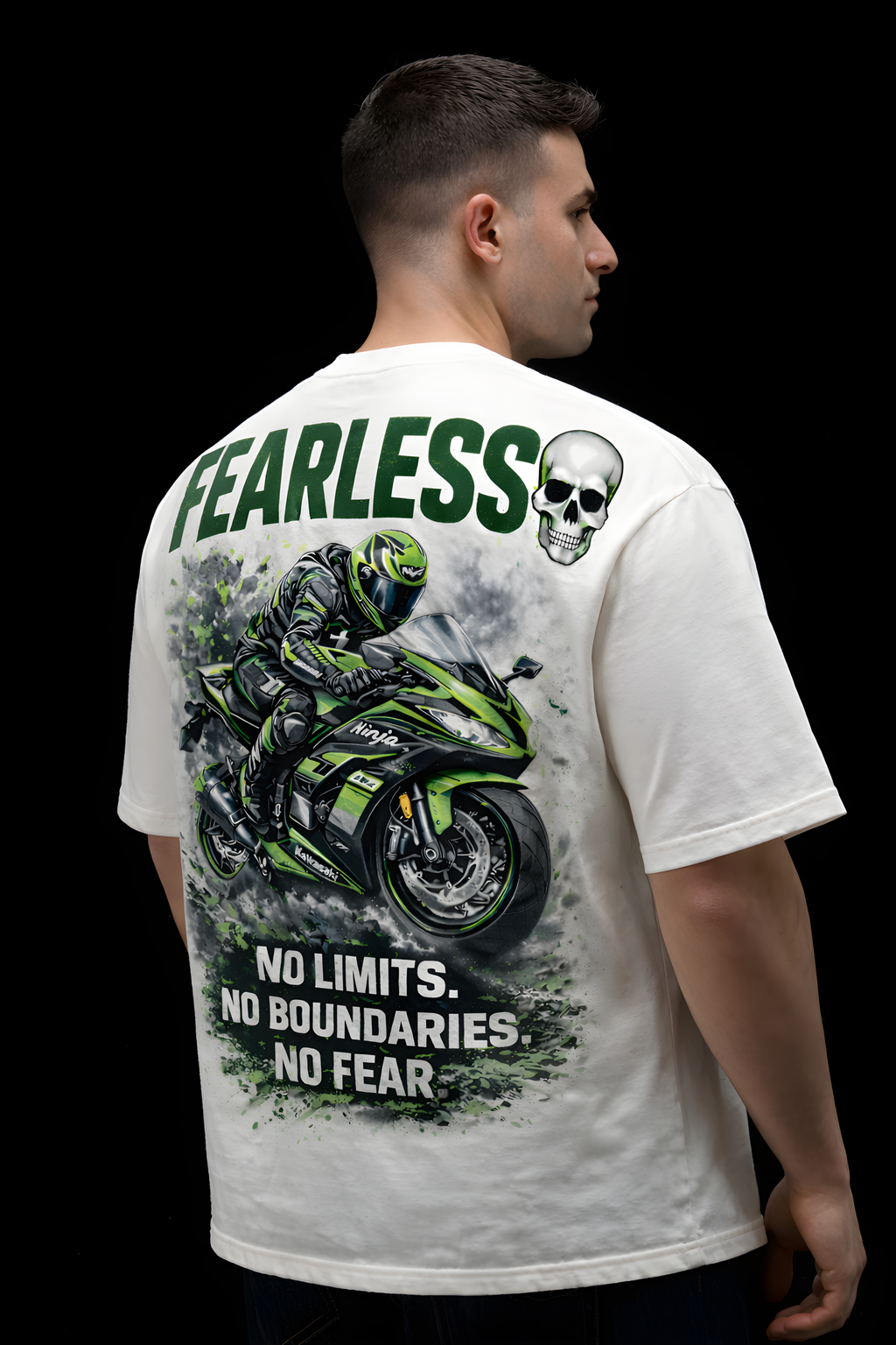 FEARLESS RIDER Oversized Tee - White