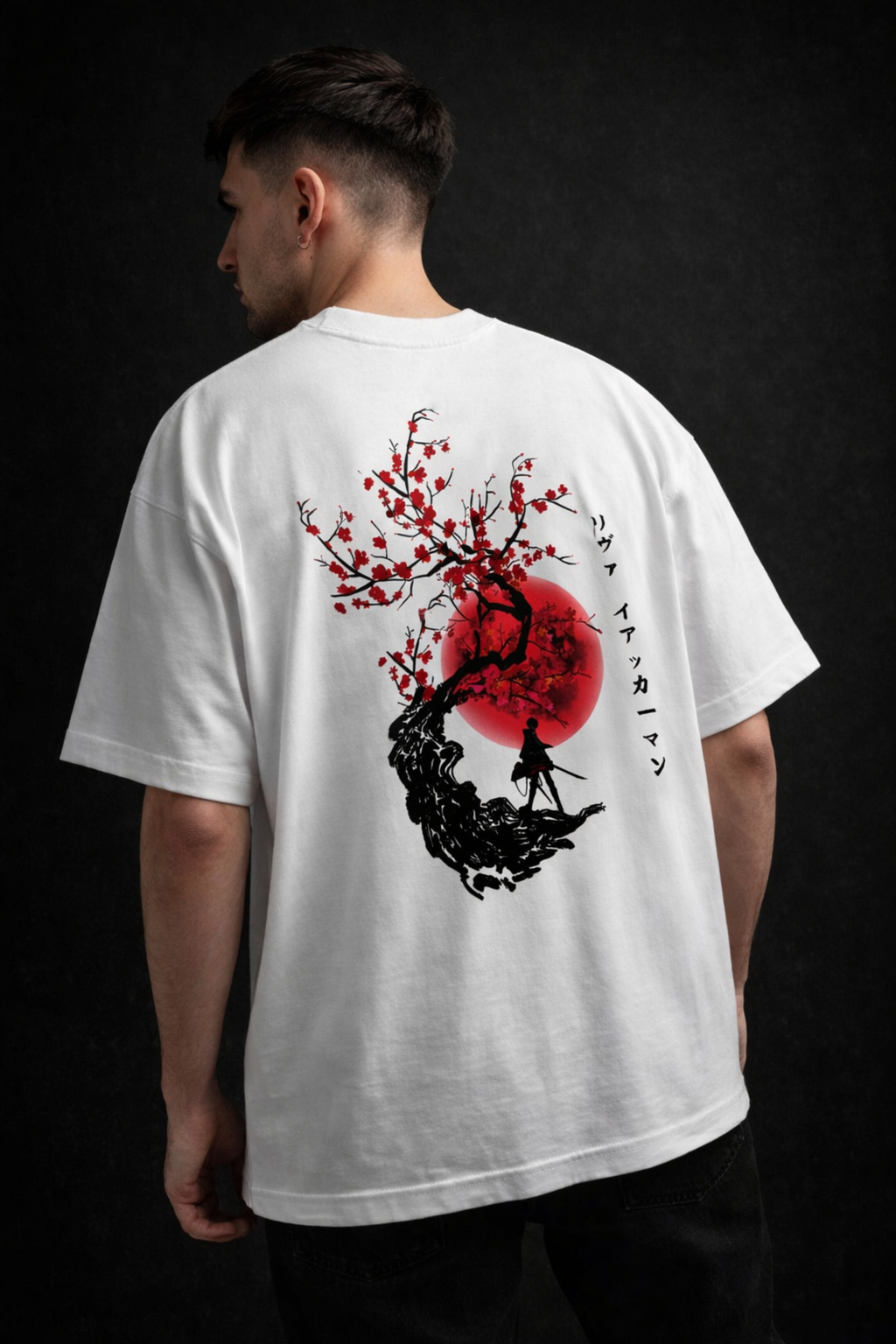 Levi Ackerman Oversized T-Shirt-White