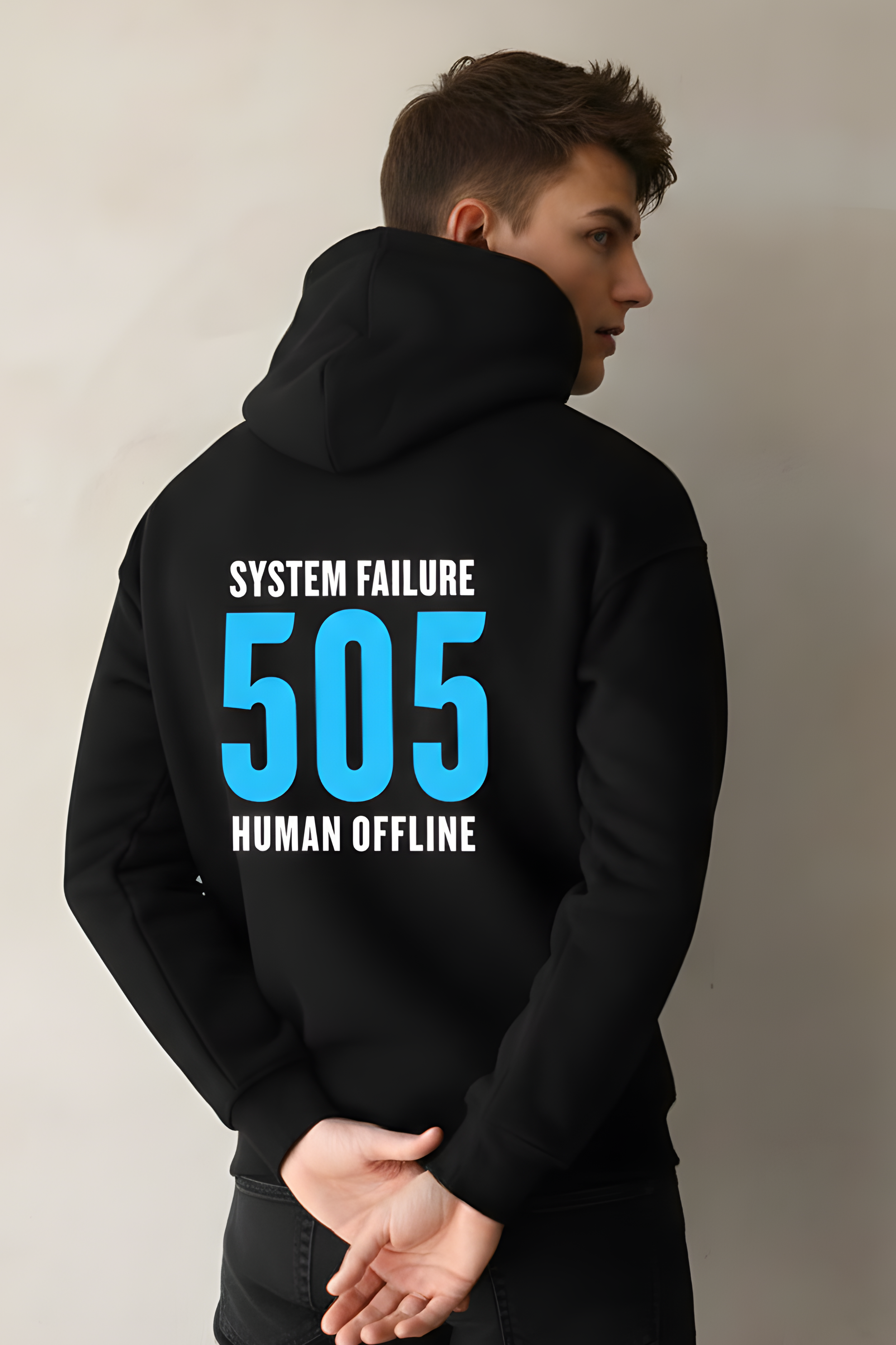 505 Human Offline Unisex Regular Hoodie – Black