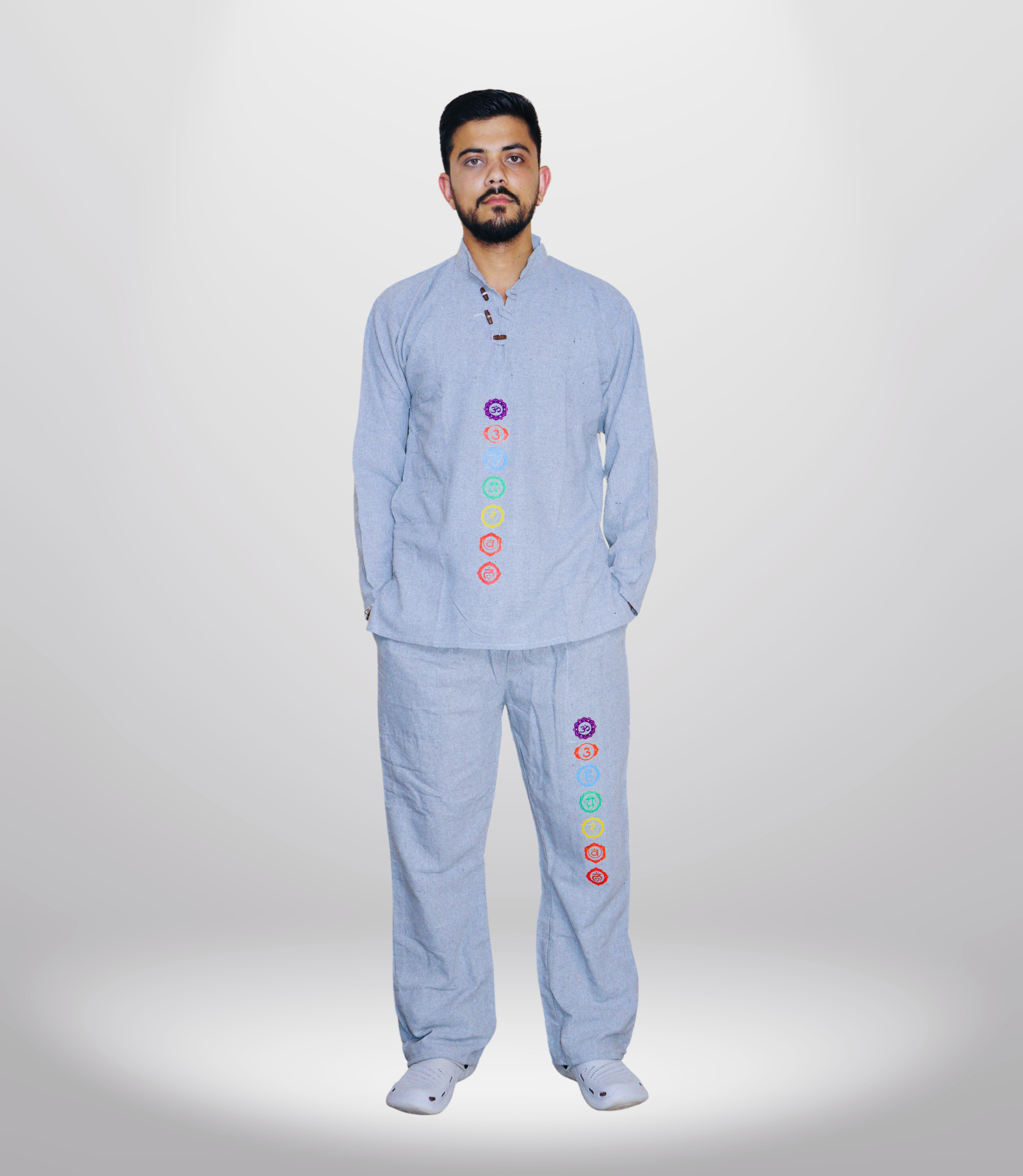 7 CHAKRA KURTA PAJAMA SET - DARK GREY