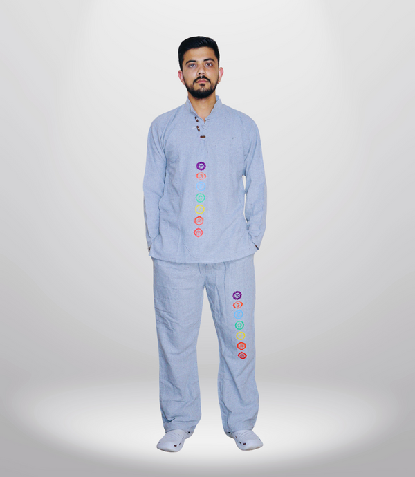 7 CHAKRA KURTA PAJAMA SET - DARK GREY