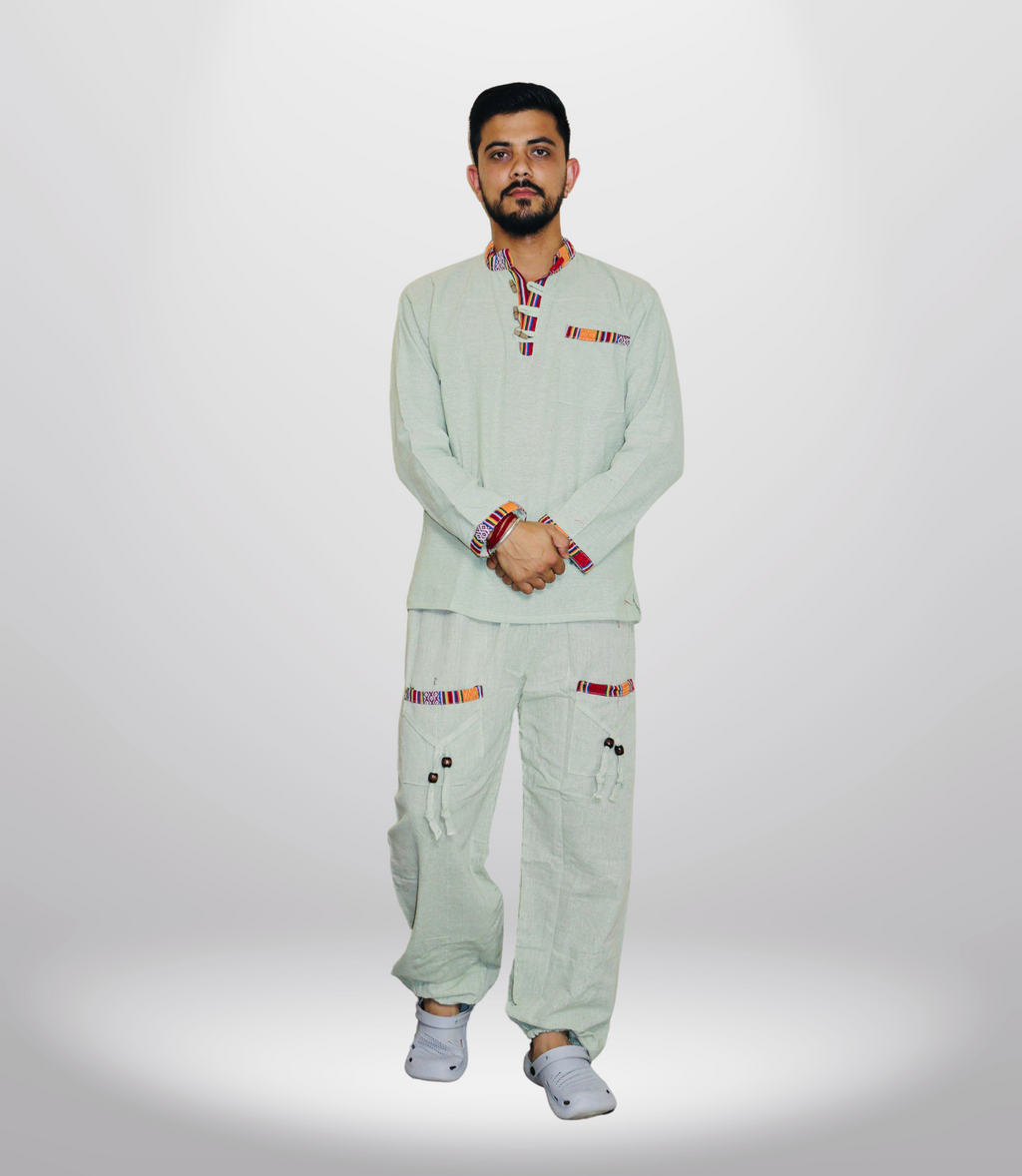 Cotton Kurta - Pajama Set - Mint Green