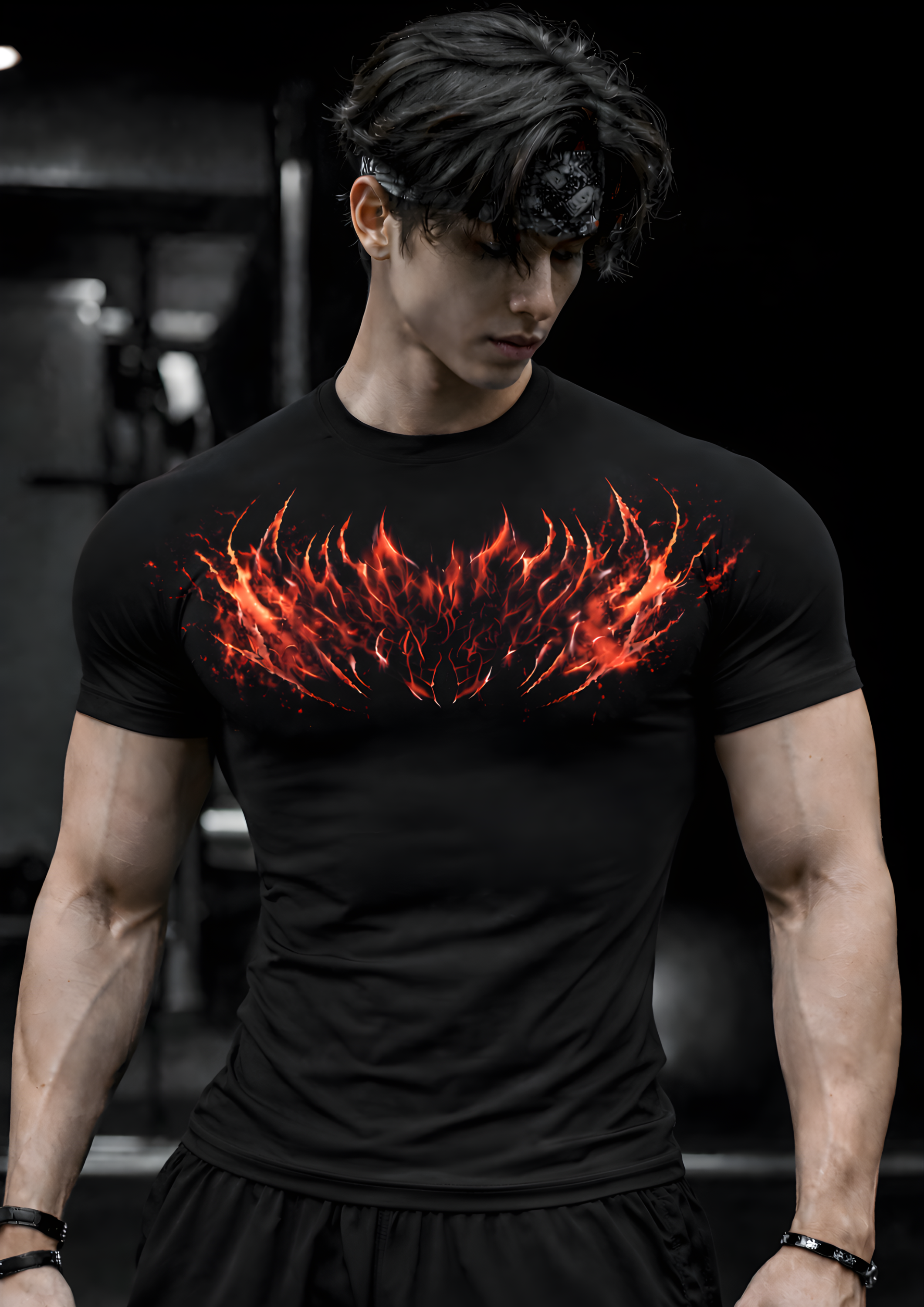 INFERNO Compression Half Sleeve T-Shirt – Black