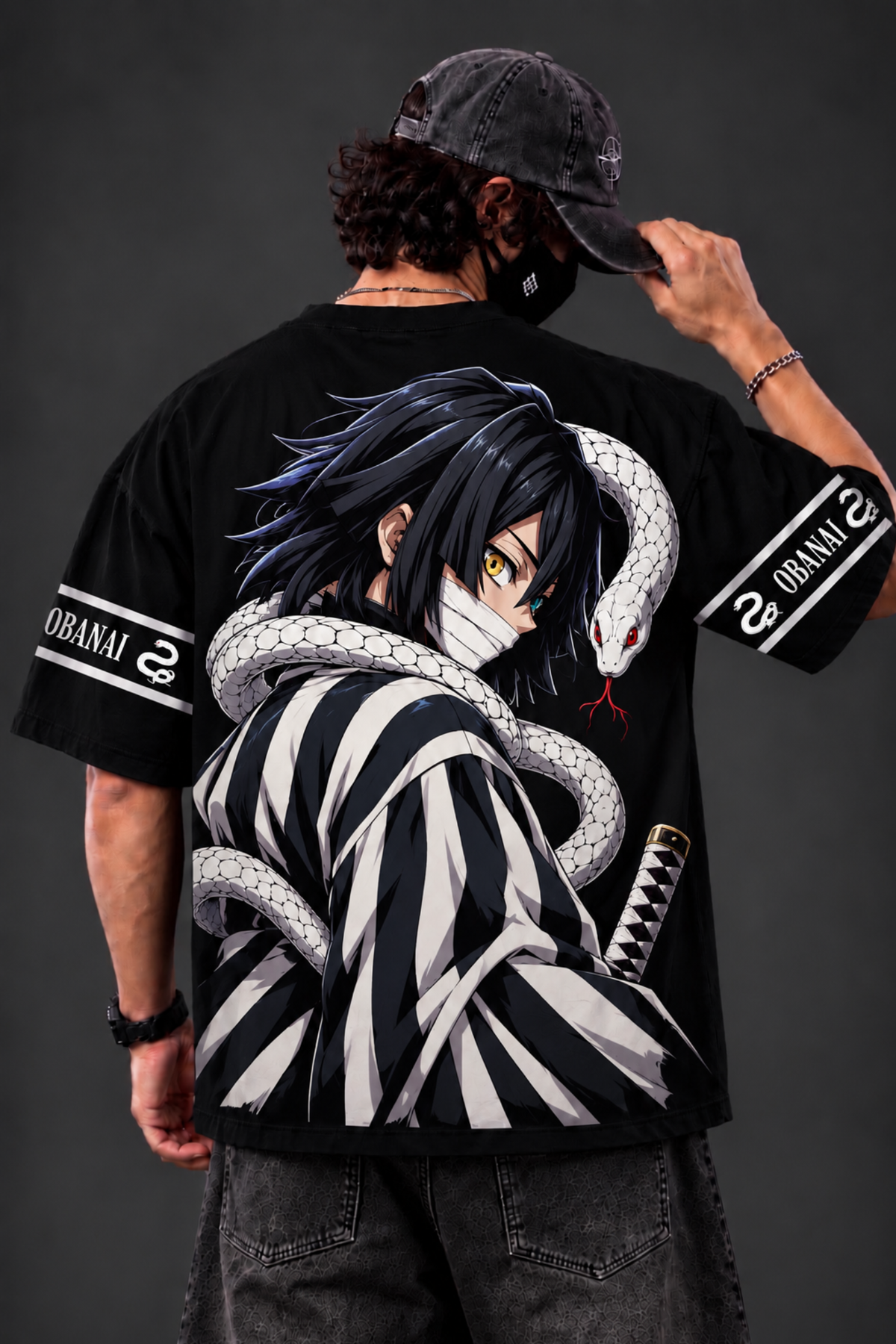 Obanai Serpent Oversized Tee – Black