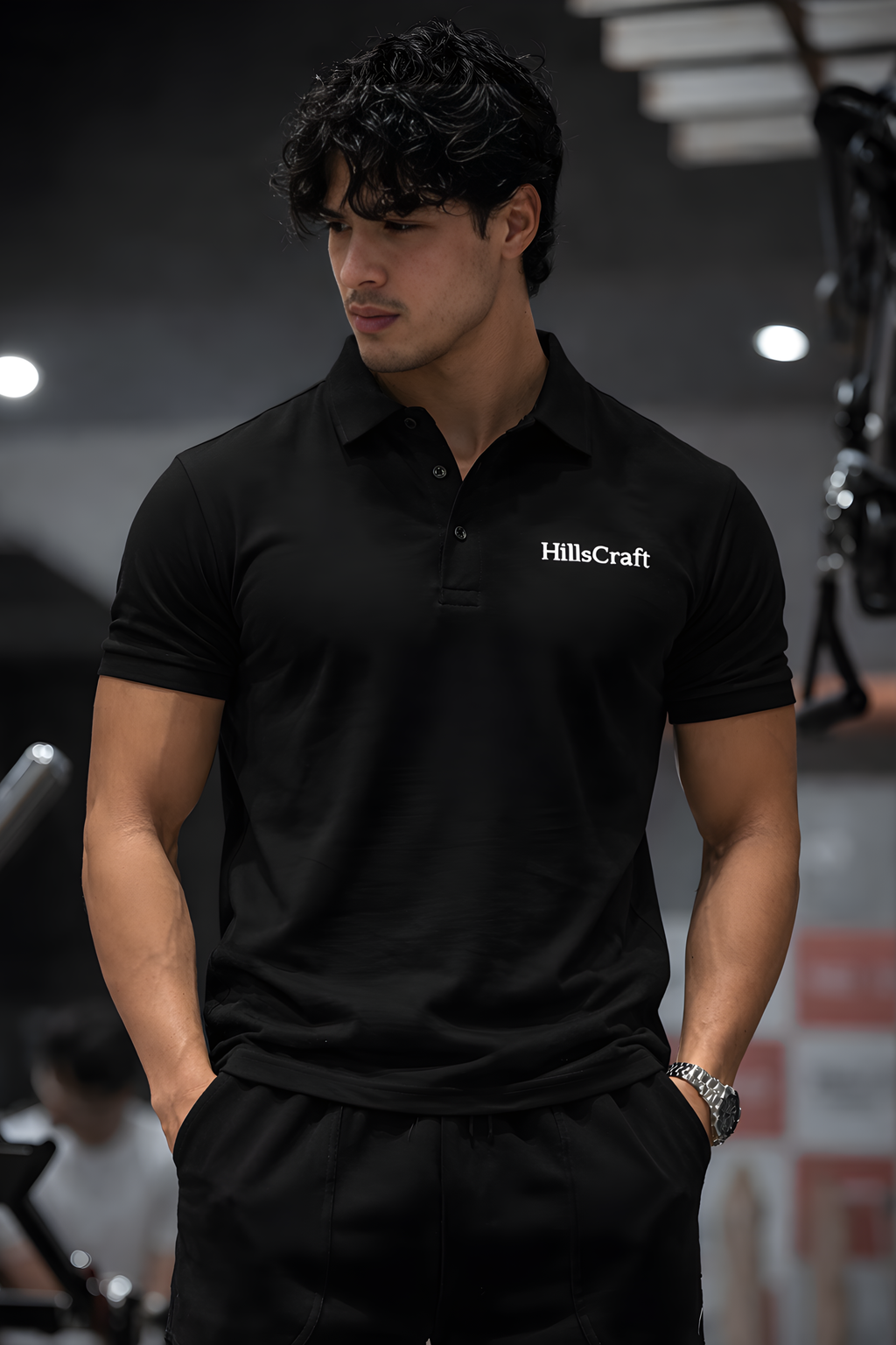 Hillscraft Regular Fit Lycra Polo T-Shirt - Black