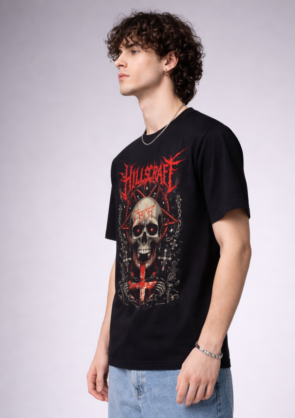 Hellcore Skull Regular Fit T-Shirt-BLACK