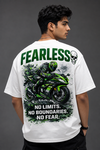 FEARLESS RIDER Oversized Tee - White