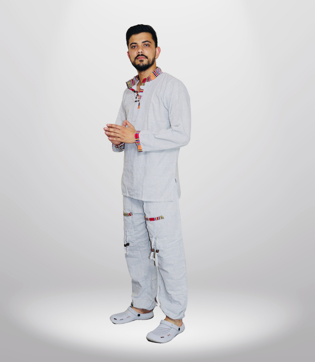 Cotton Kurta - Pajama - Grey