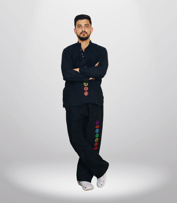 7 CHAKRA KURTA PAJAMA SET - Black