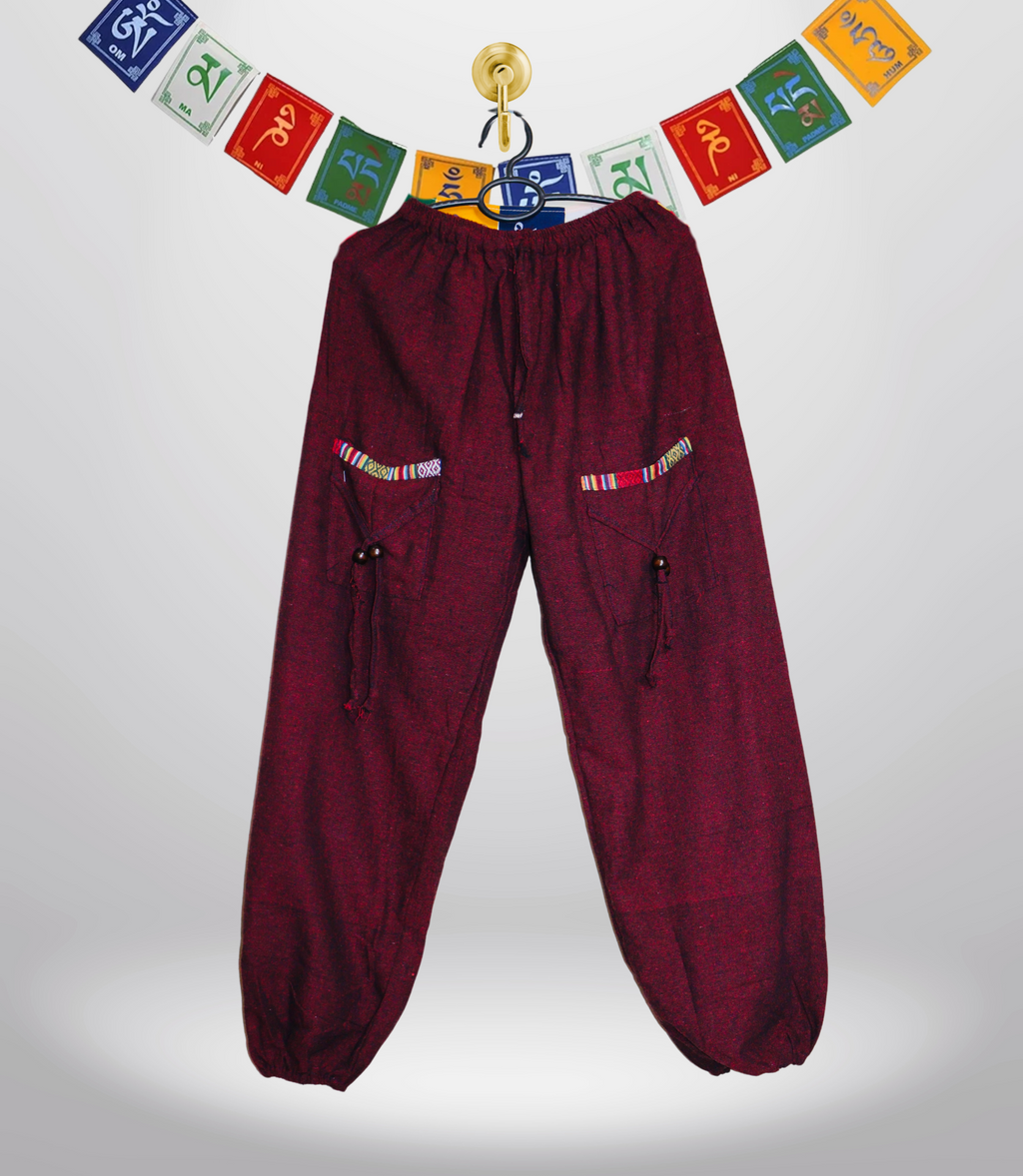 Ethnic Cotton Pajama - Maroon-Unisex