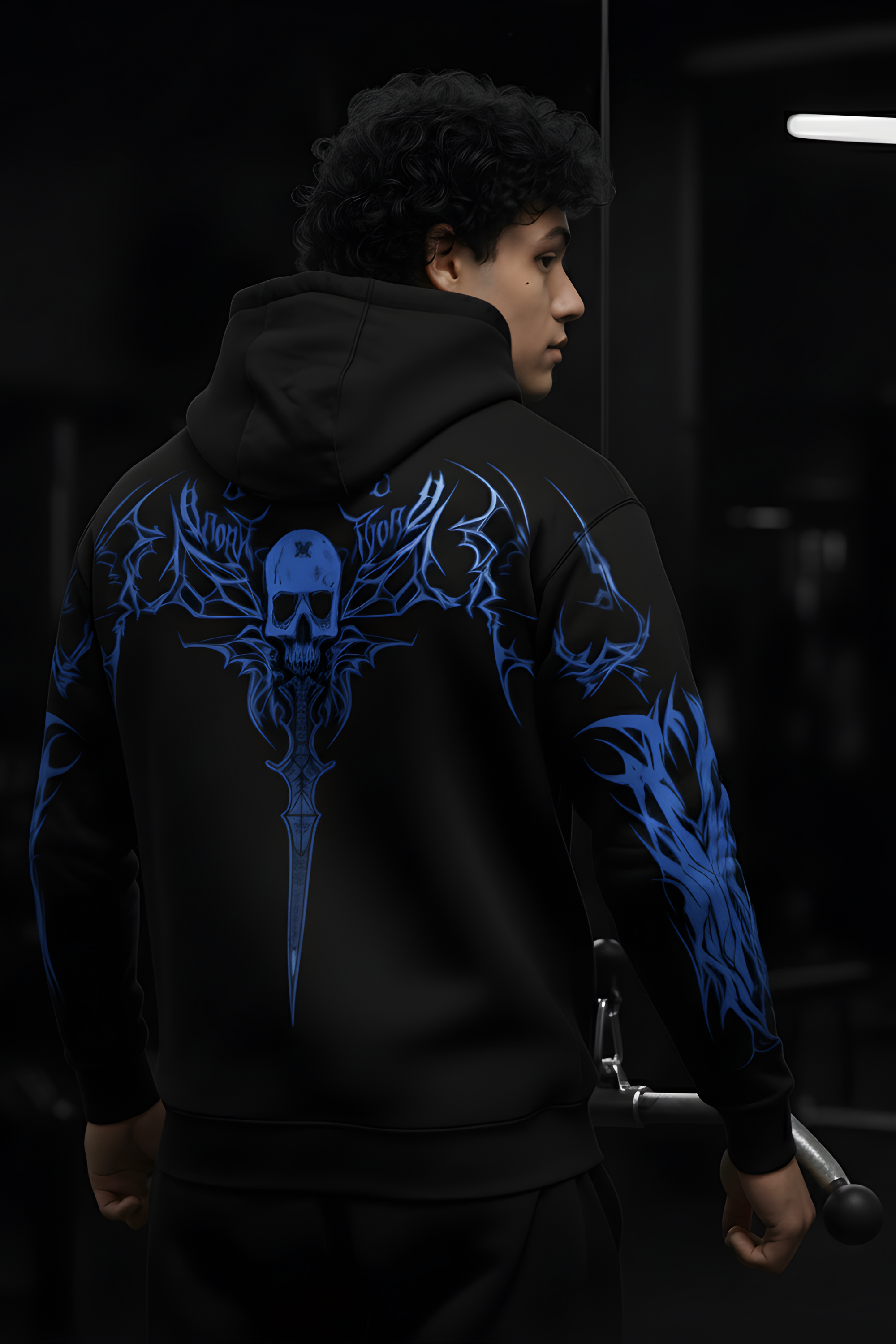 Blue Venom Regular Unisex Hoodie  - BLACK