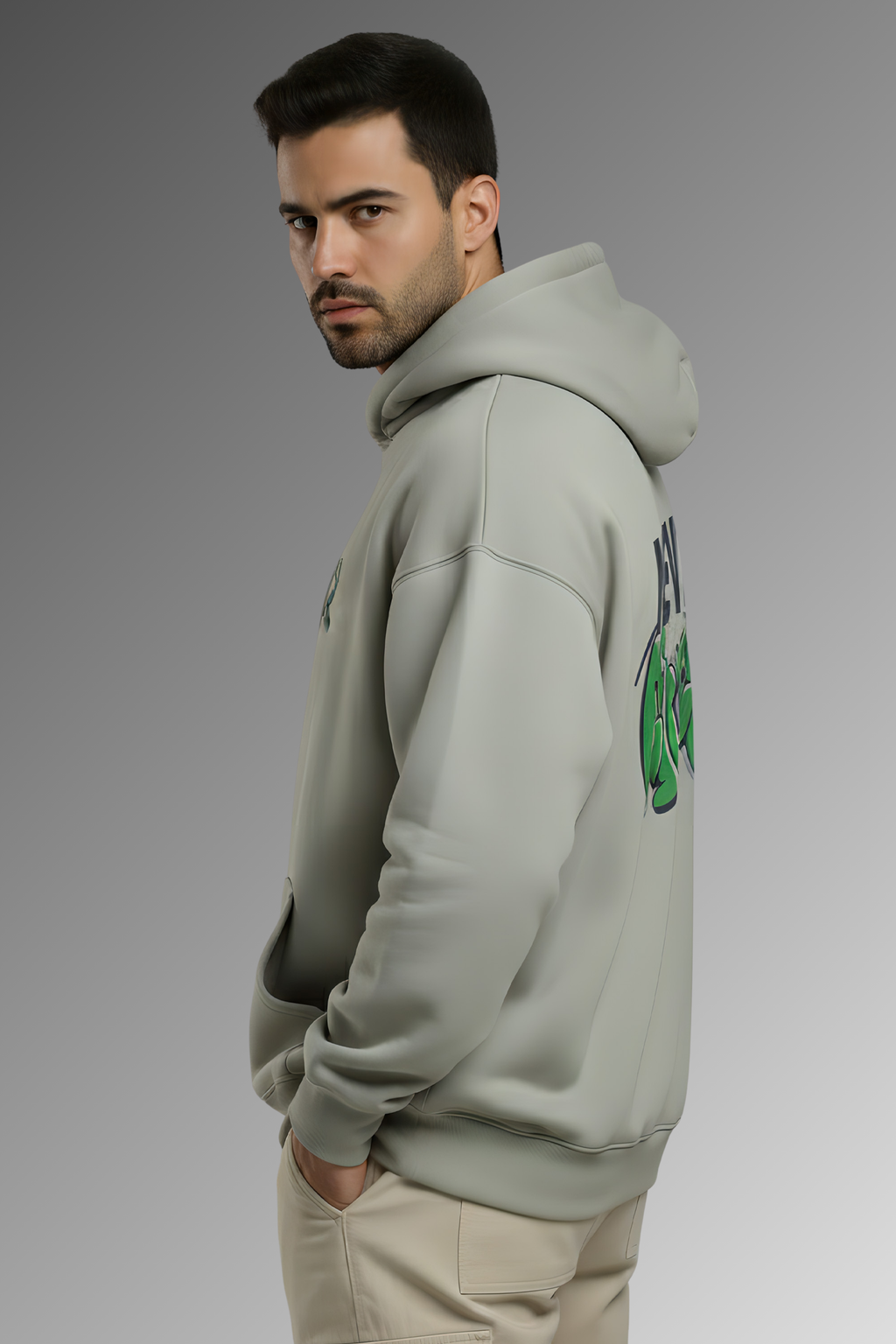 Never Give Up Premium Oversized Hoodie  - Grey