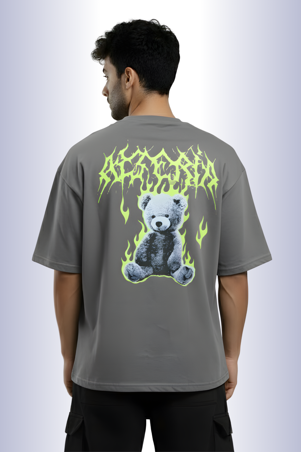 Meltdown Bear Oversized T-Shirt-Grey
