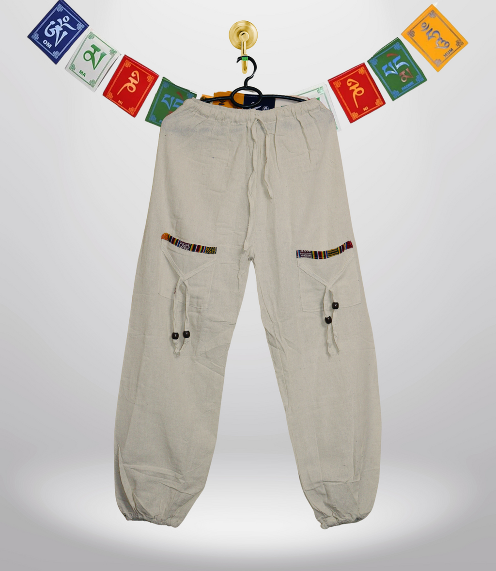 Ethnic Cotton Pajama - Beige-Unisex