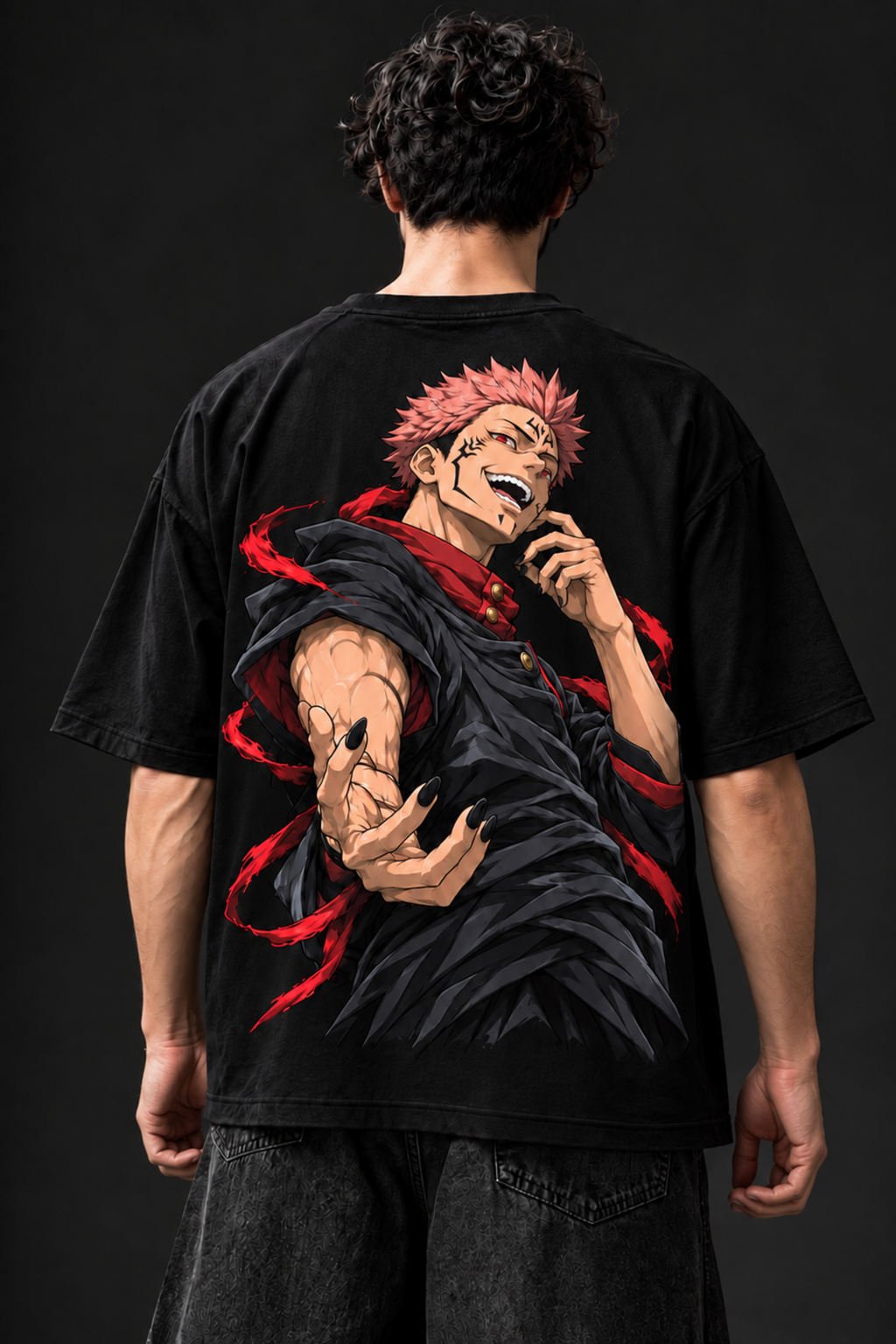Sukuna King of Curses Oversized Tee – Black