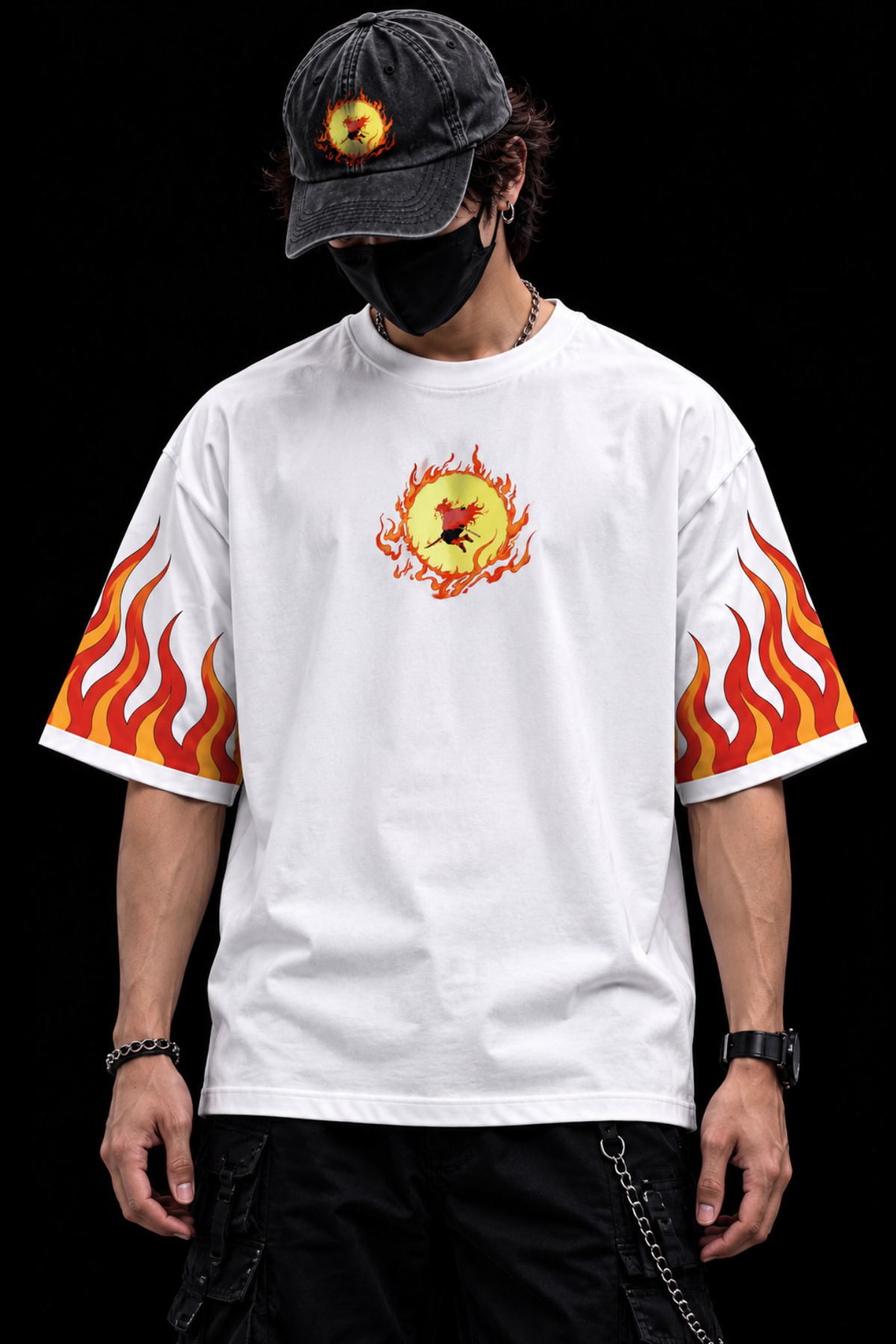 Rengoku Flameborn Oversized Tee – White