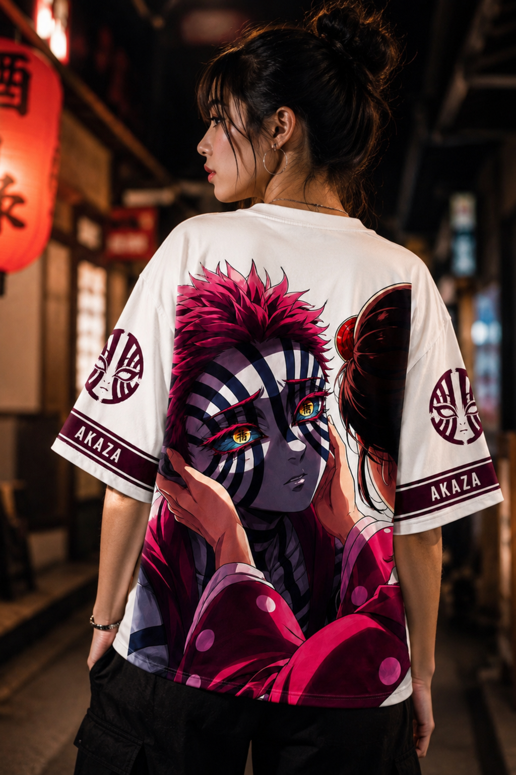 Akaza × Koyuki Oversized Tee – White