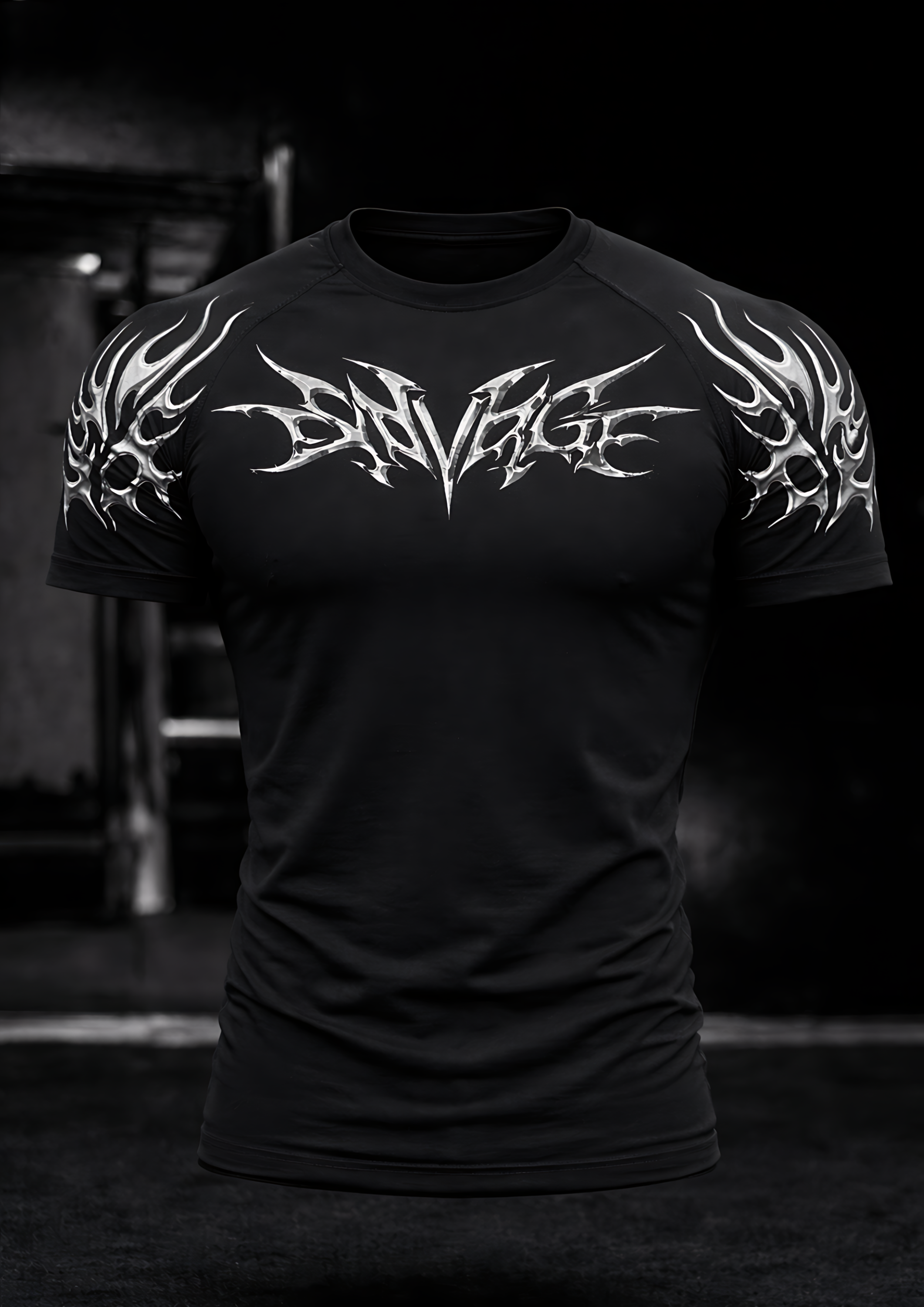 SAVAGE Compression Half Sleeve T-Shirt – Black