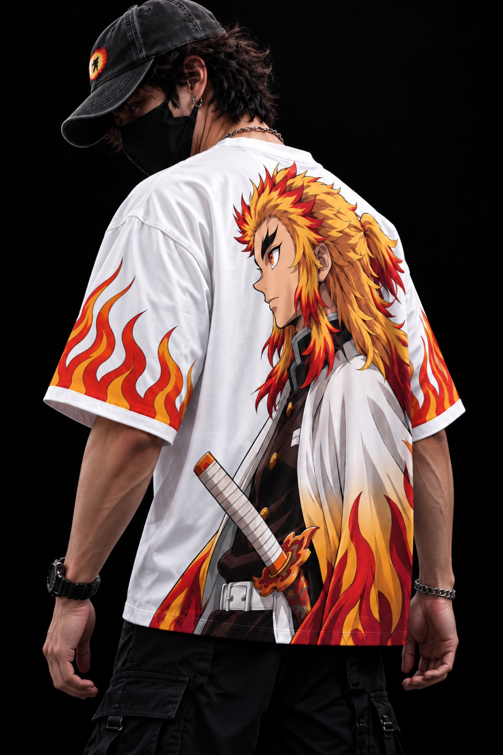 Rengoku Flameborn Oversized Tee – White