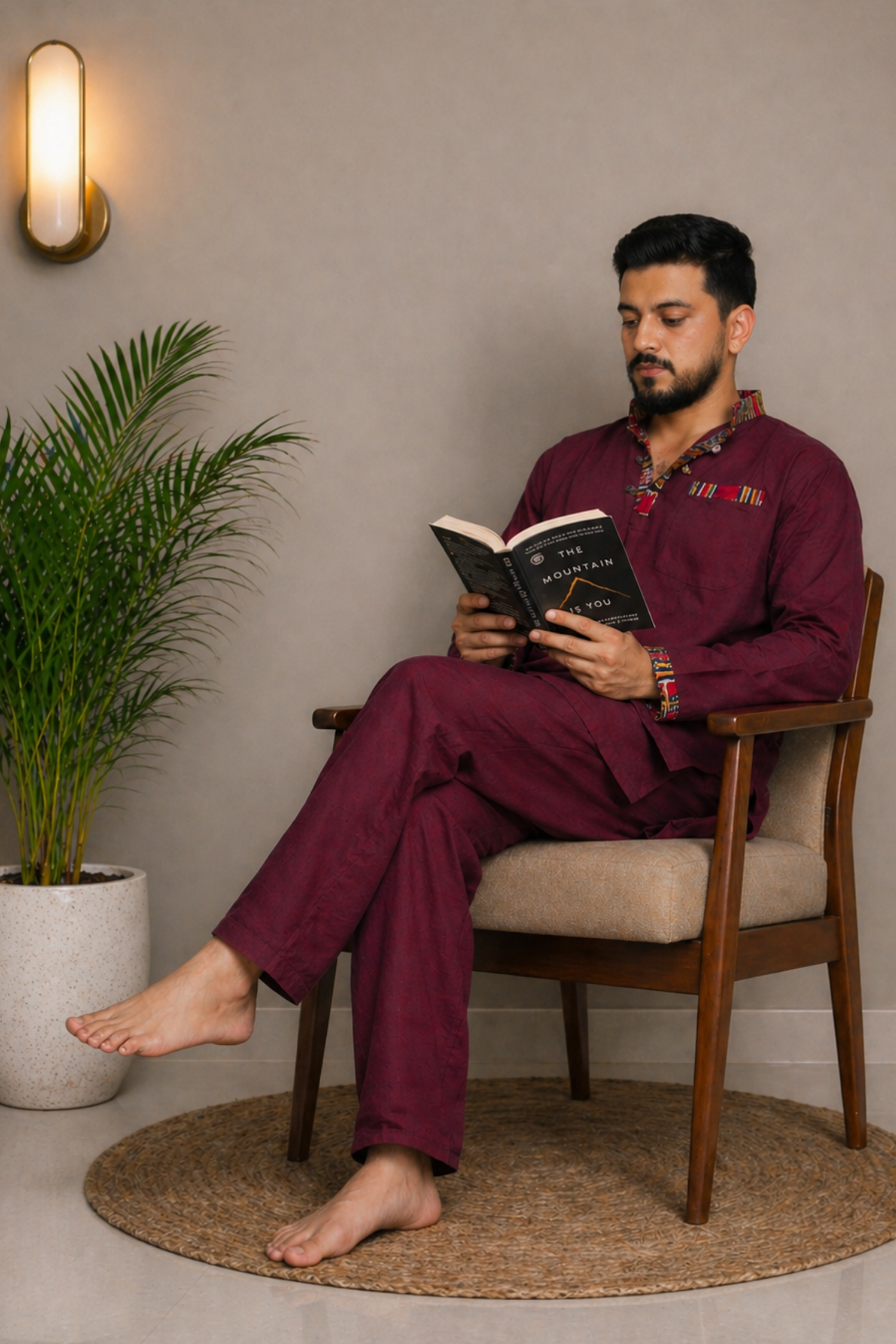 Pahadi Ethnic Kurta Pajama Set - MAROON