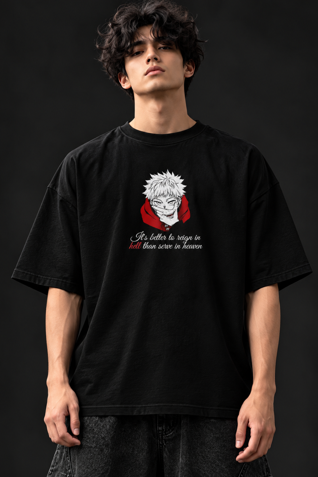 Sukuna King of Curses Oversized Tee – Black