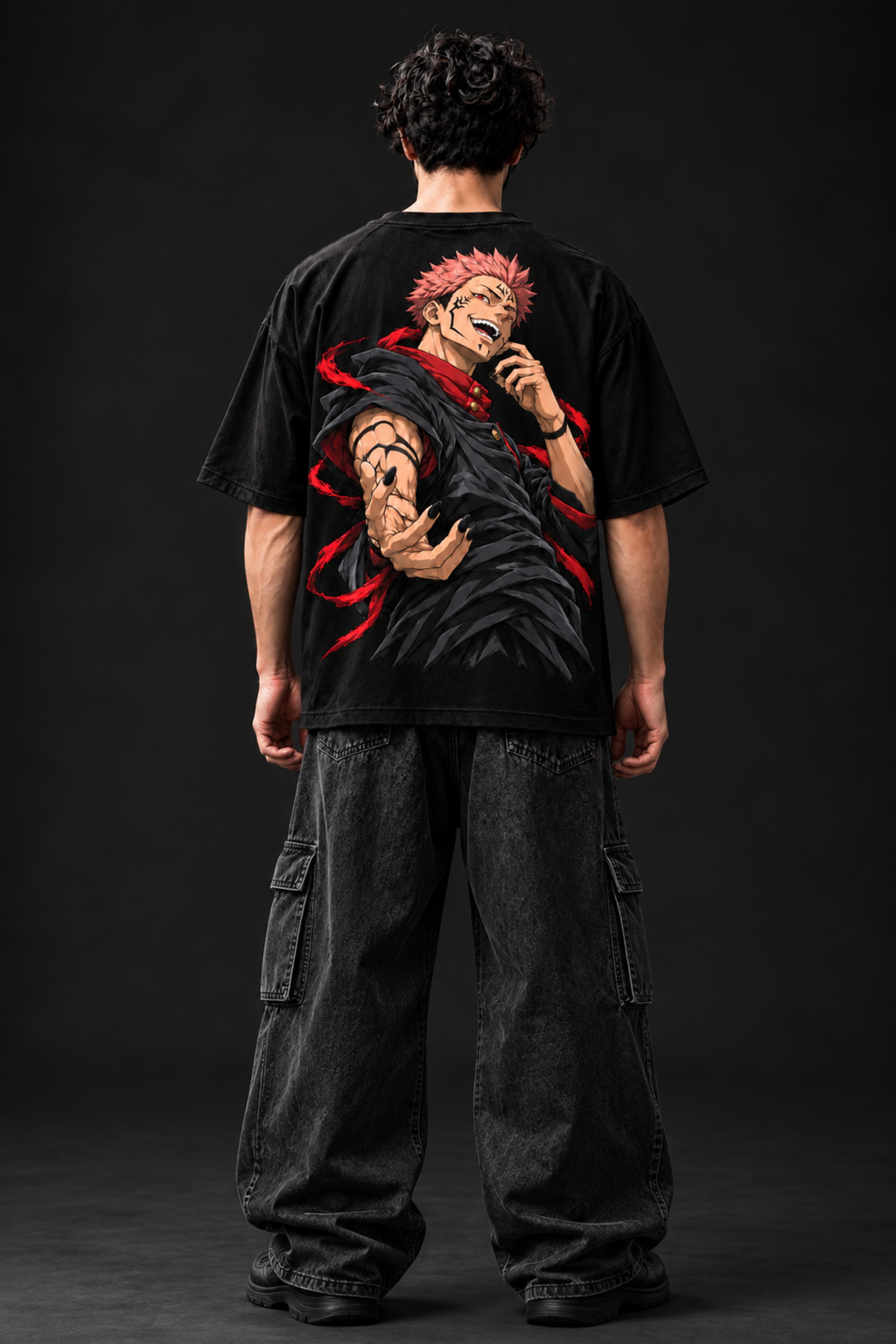 Sukuna King of Curses Oversized Tee – Black