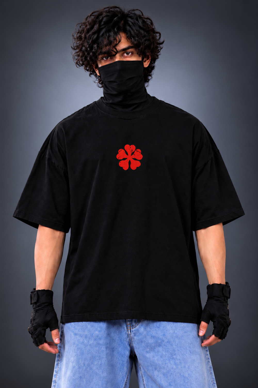 ASTA – BLACK CLOVER  Oversized TEE 🍀 – Black