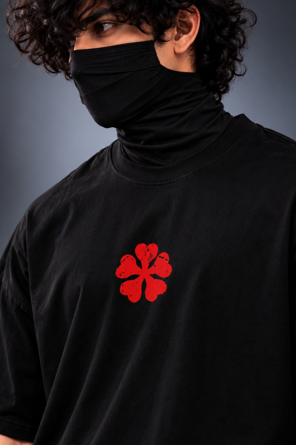 ASTA – BLACK CLOVER  Oversized TEE 🍀 – Black