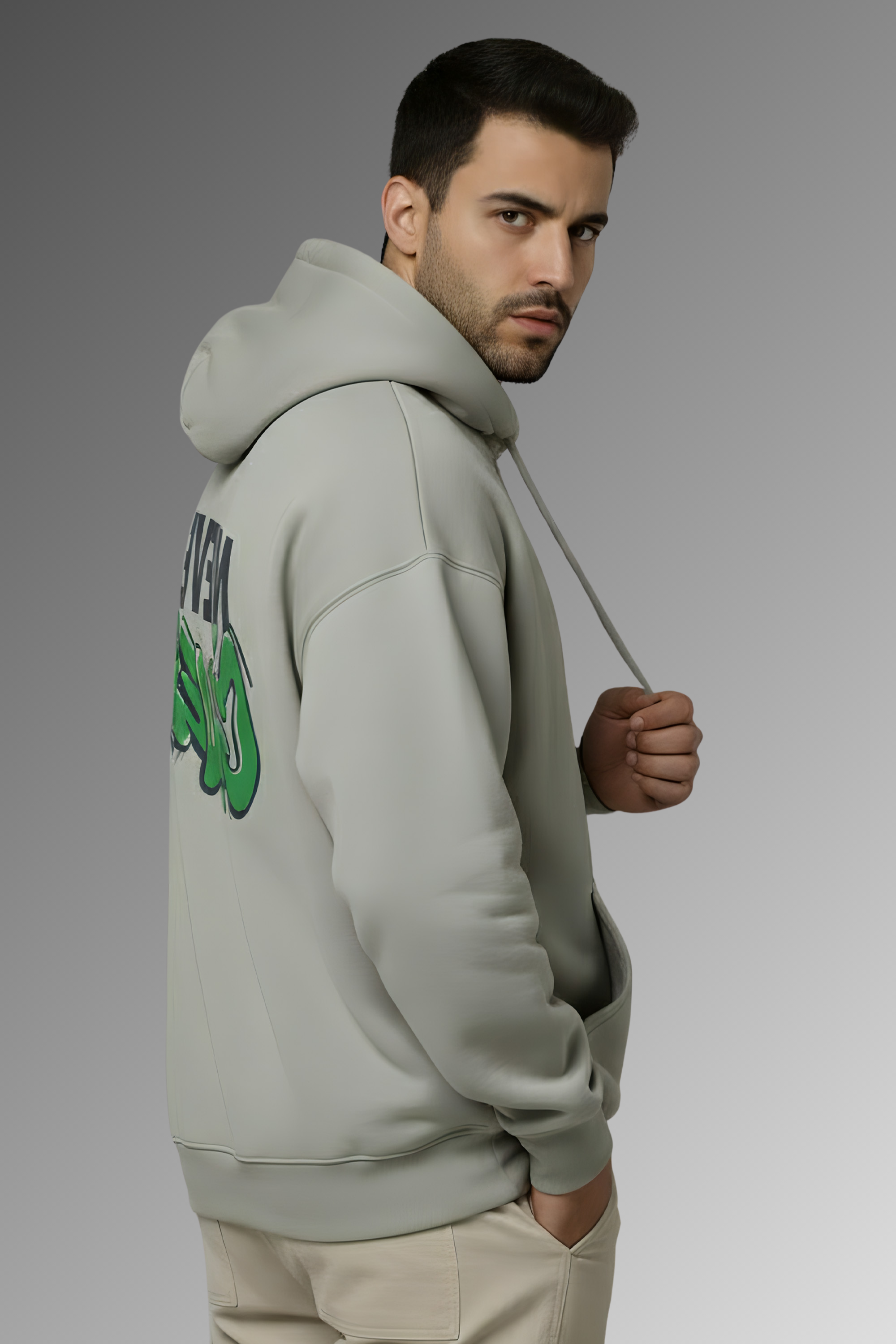 Never Give Up Premium Oversized Hoodie  - Grey