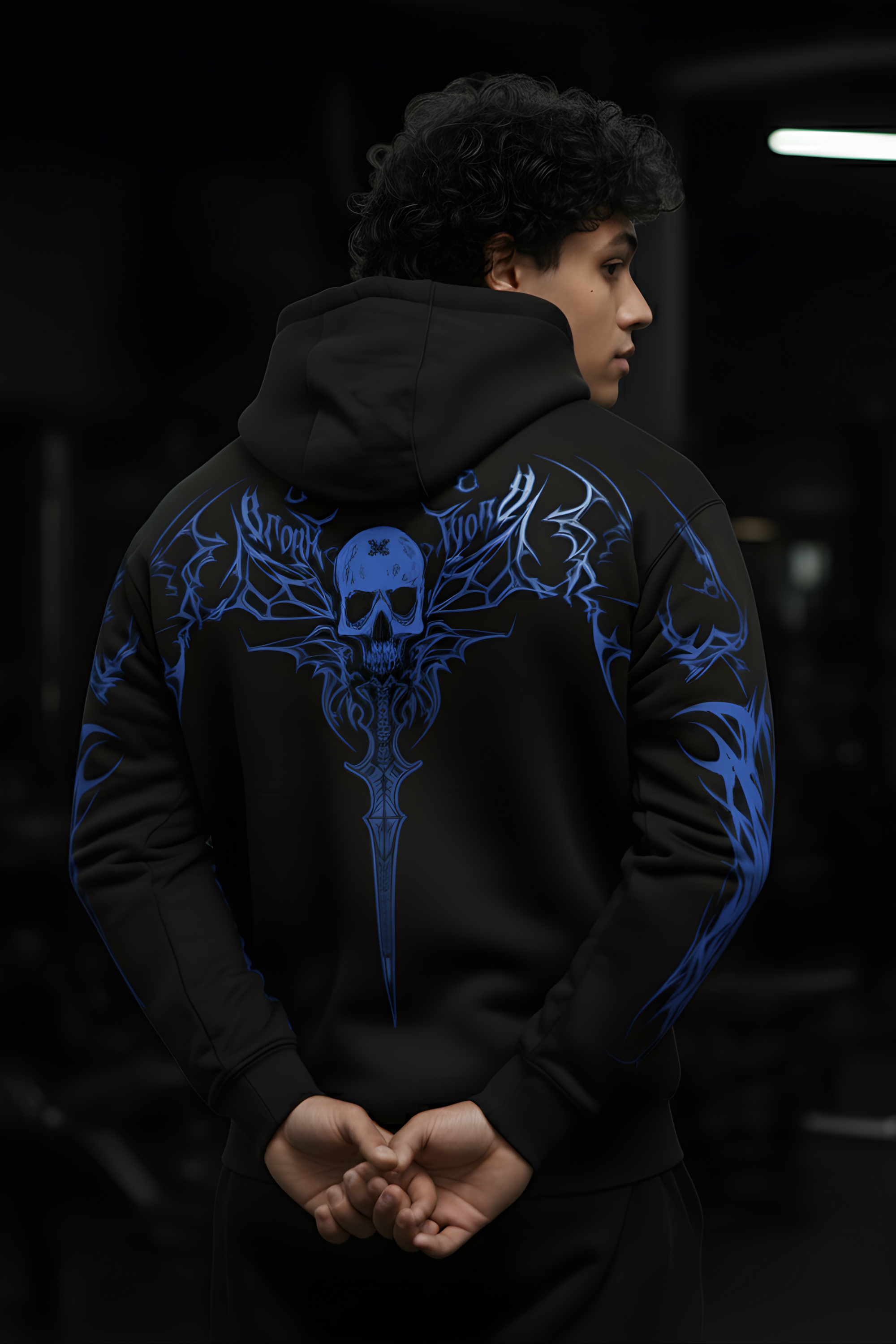 Blue Venom Regular Unisex Hoodie  - BLACK