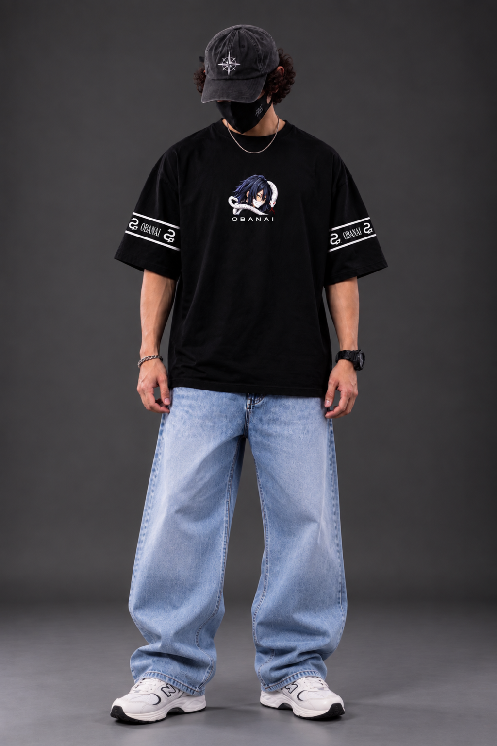 Obanai Serpent Oversized Tee – Black
