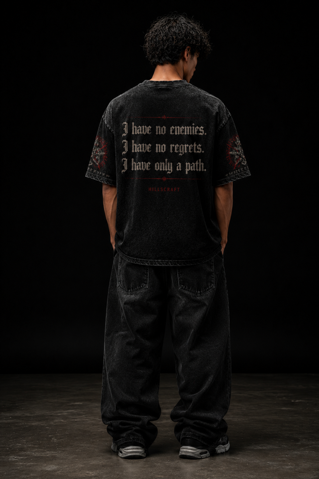 No Enemies Acidwash Oversized Tee – Black