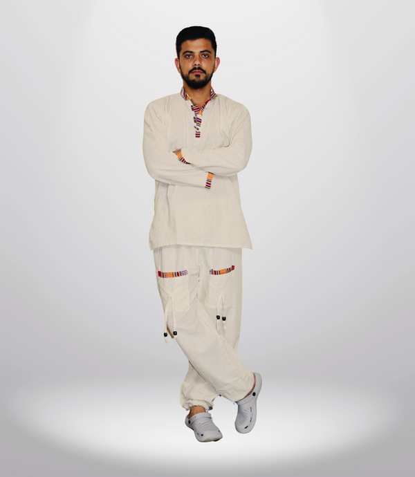 Summer Cotton Kurta - Pajama - Beige