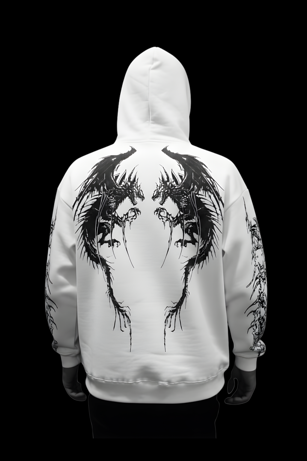 Dragon Oversized Premium Hoodie – WHITE