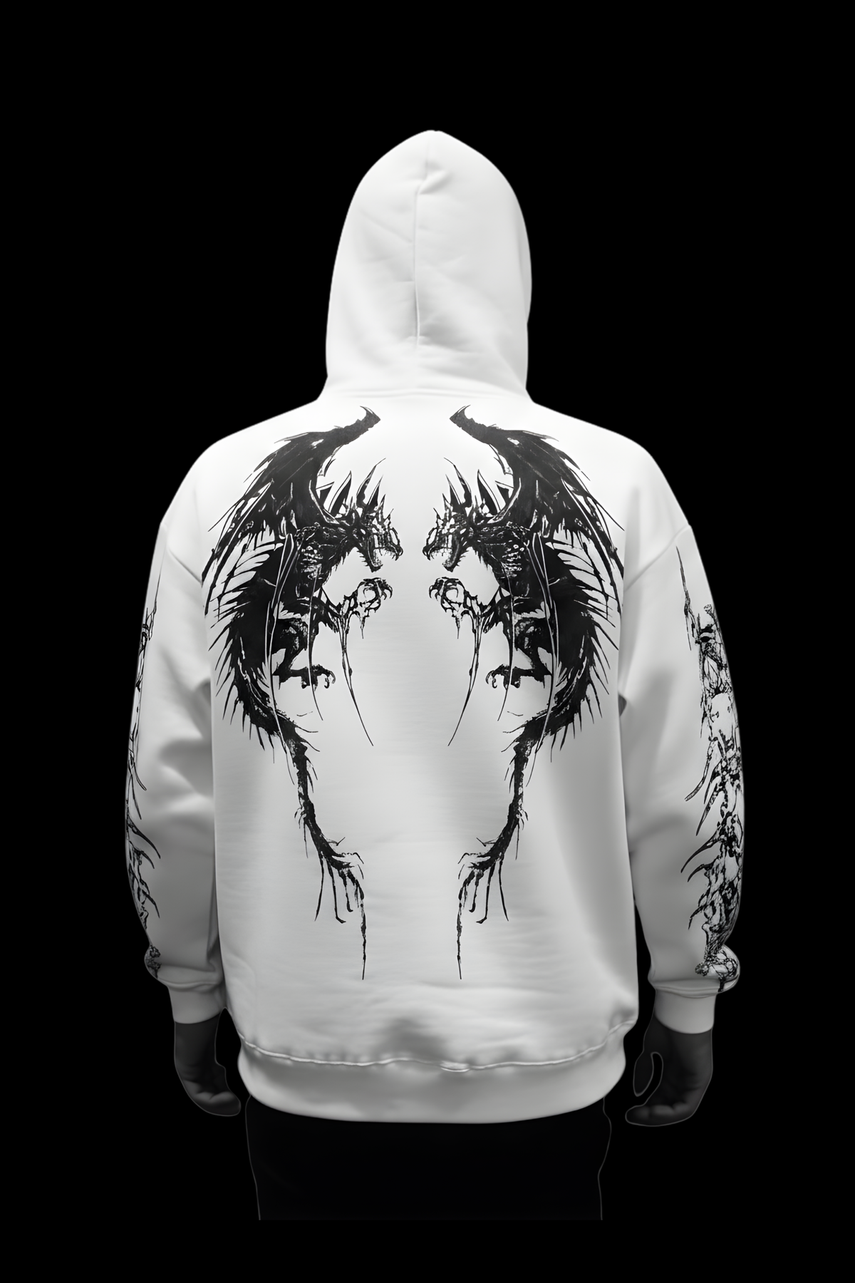Dragon Oversized Premium Hoodie – WHITE – Hills Craft