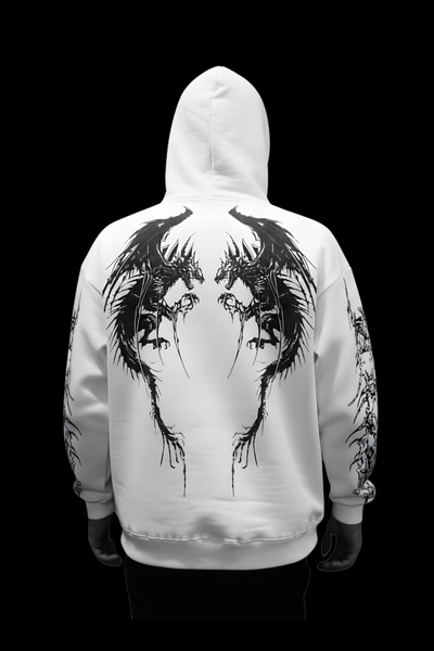 Dragon Oversized Premium Hoodie – WHITE