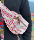 Hemp Waist Bag - White Pink