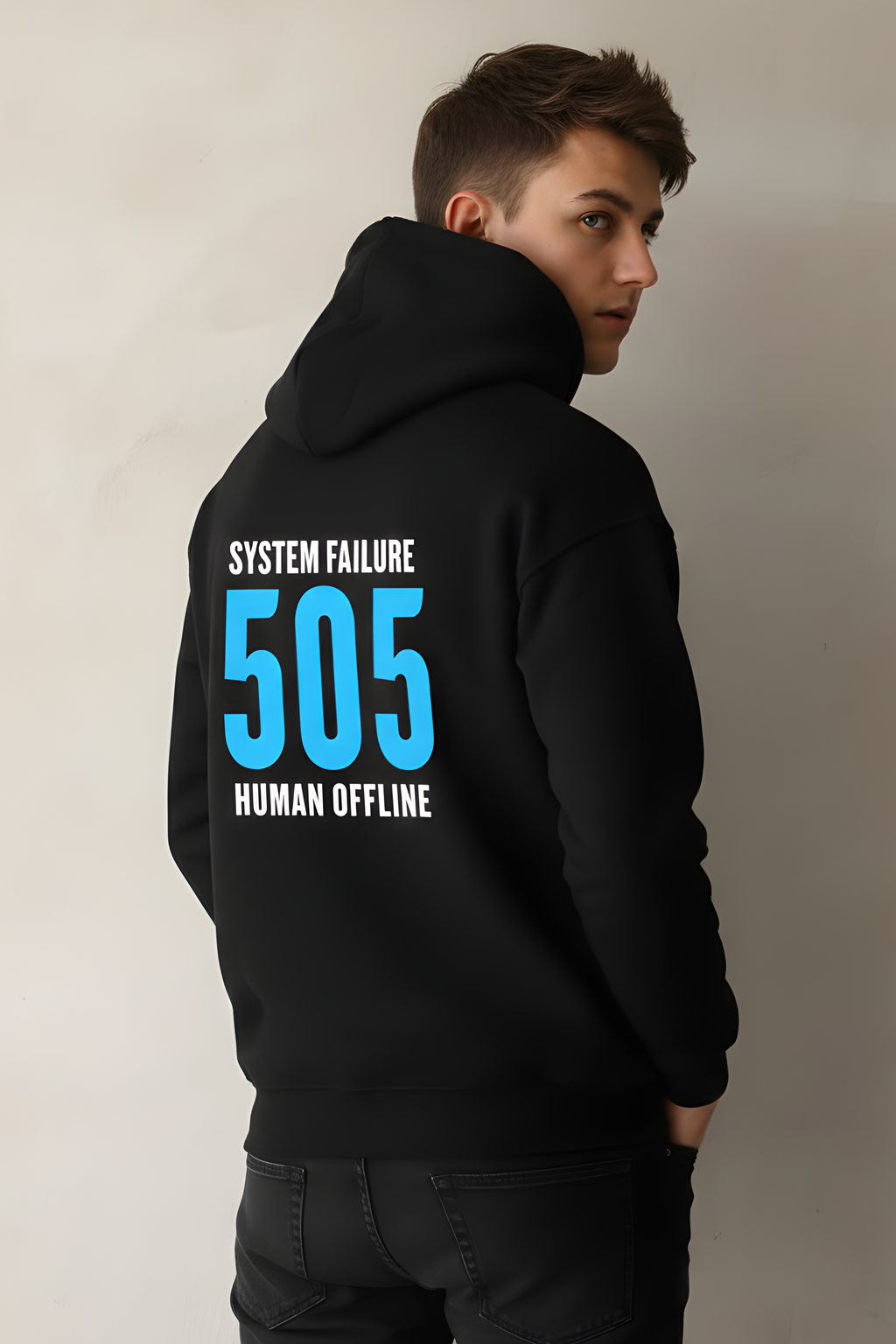 505 Human Offline Unisex Regular Hoodie – Black